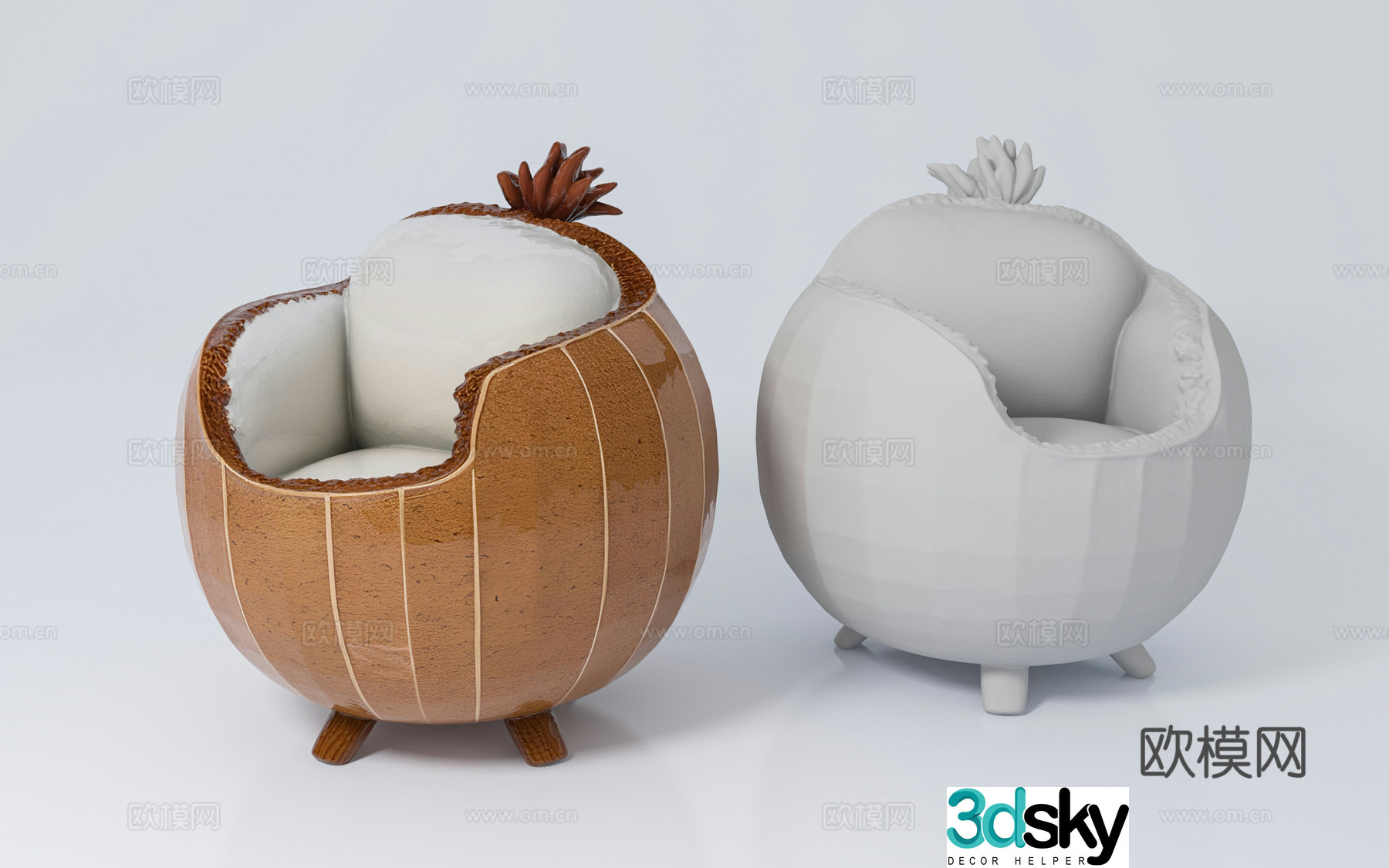 Creative sofa single sofa coconut plant shape personality ornament decoration atmosphere 3d model
