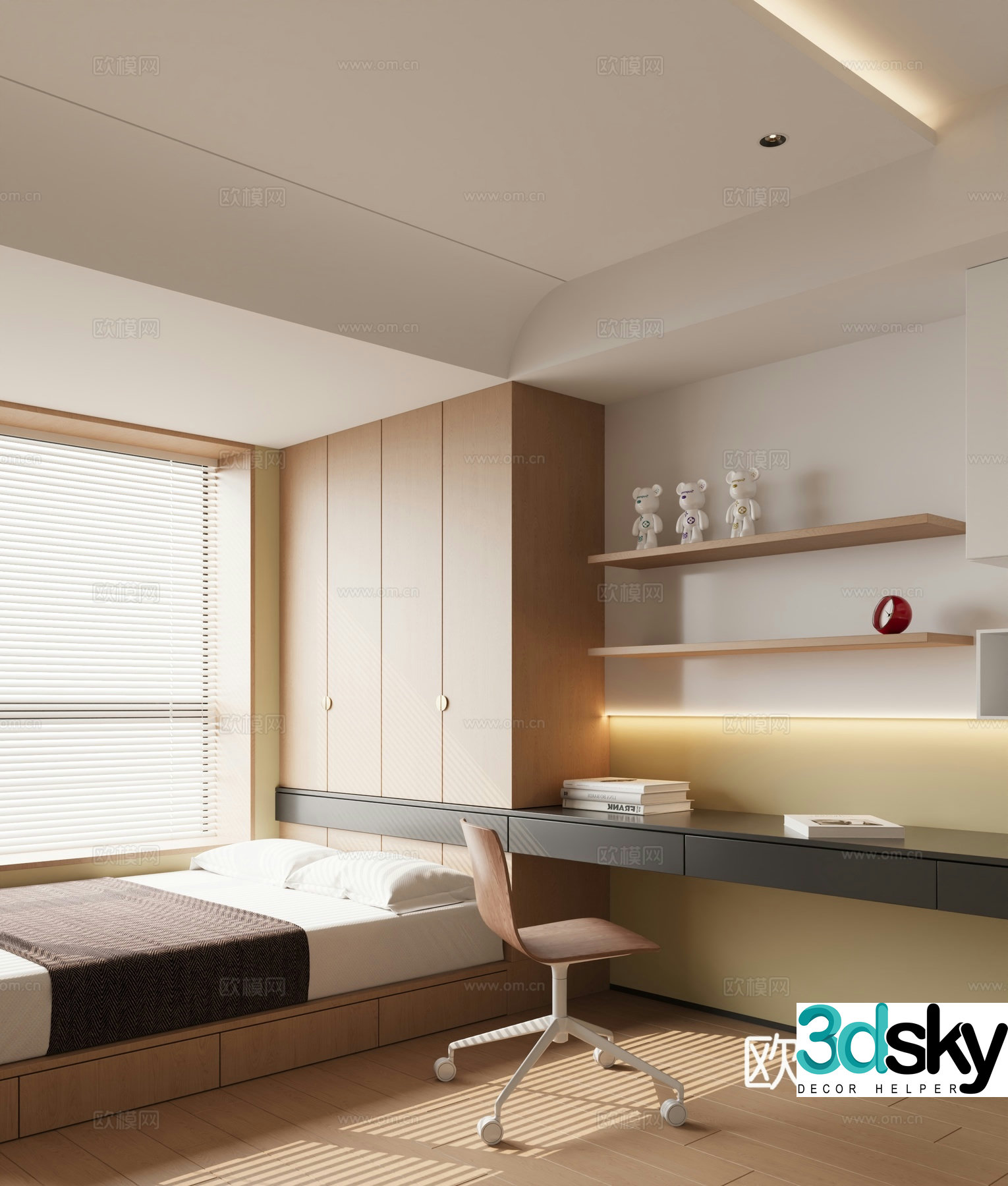 Italian minimalist couch Yangmi bedroom ownerless light bedroom children’s room 3D model