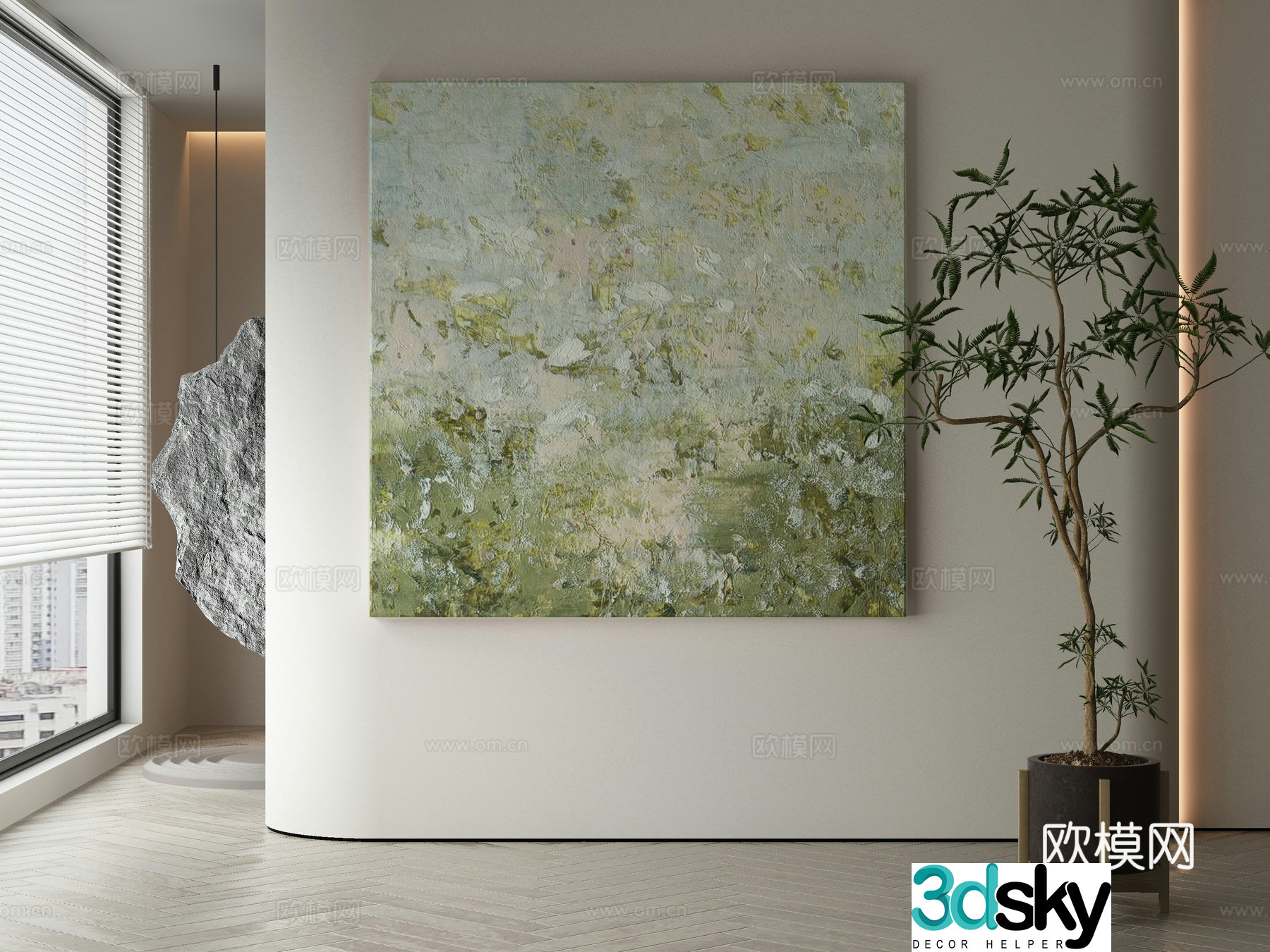 Modern Wasabi abstract hanging painting 3d model