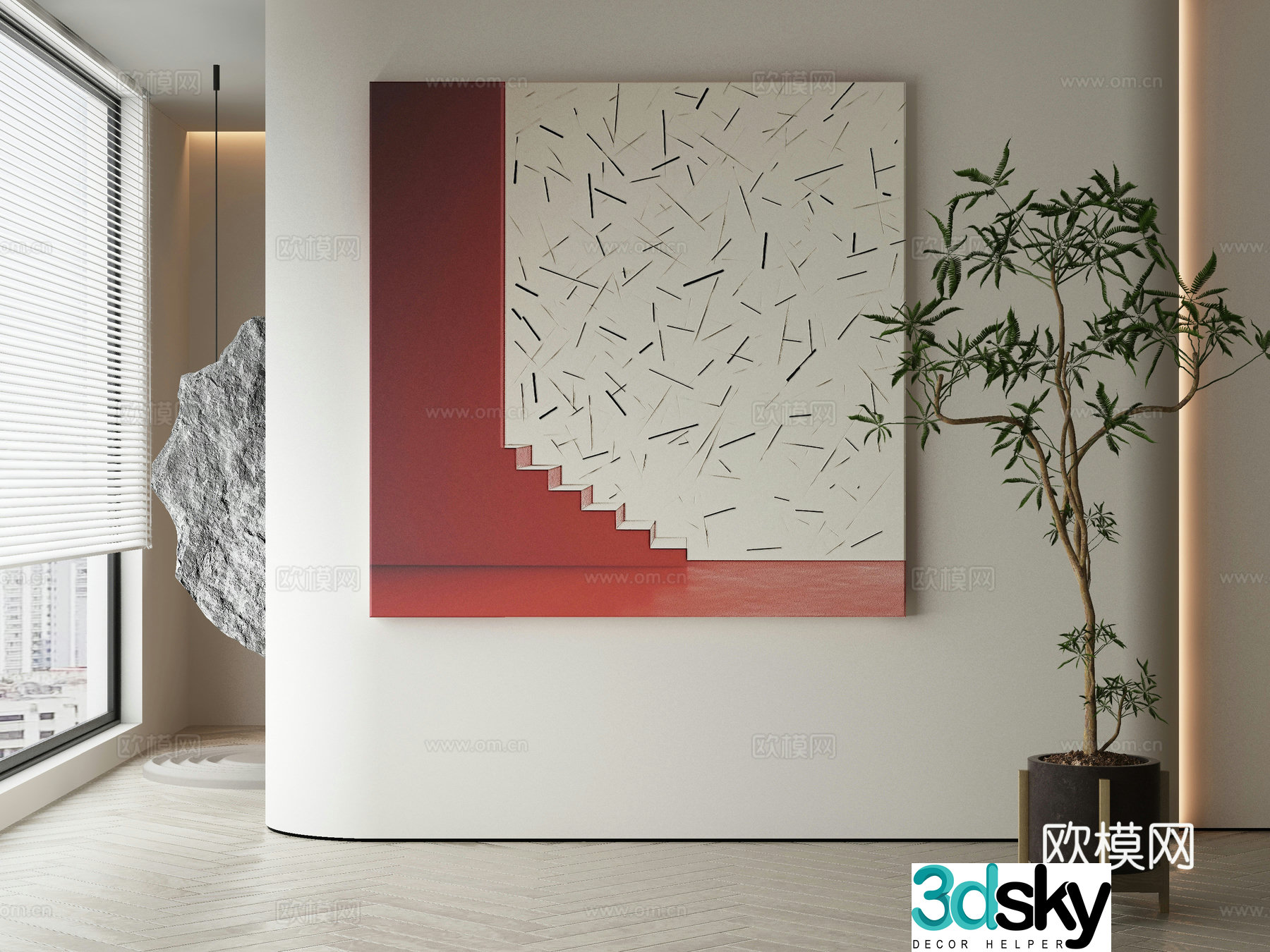 Modern Wasabi abstract hanging painting 3d model