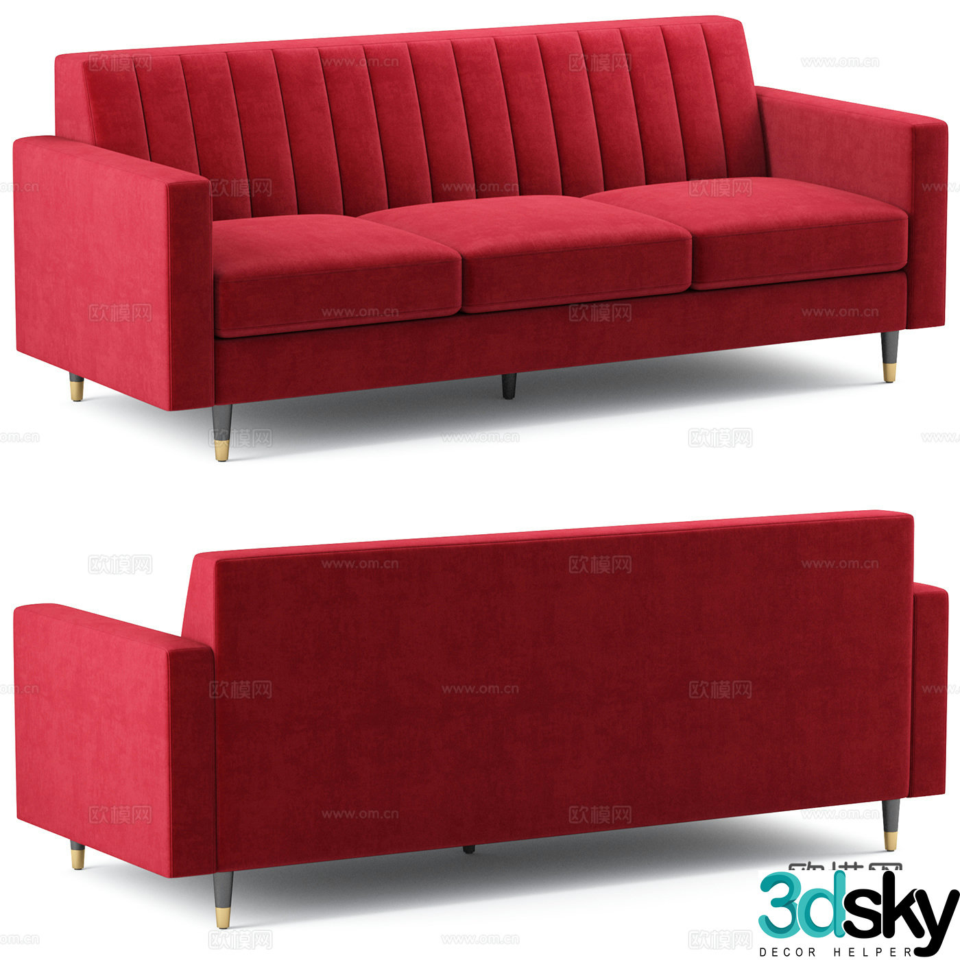 Three-person sofa 3d model