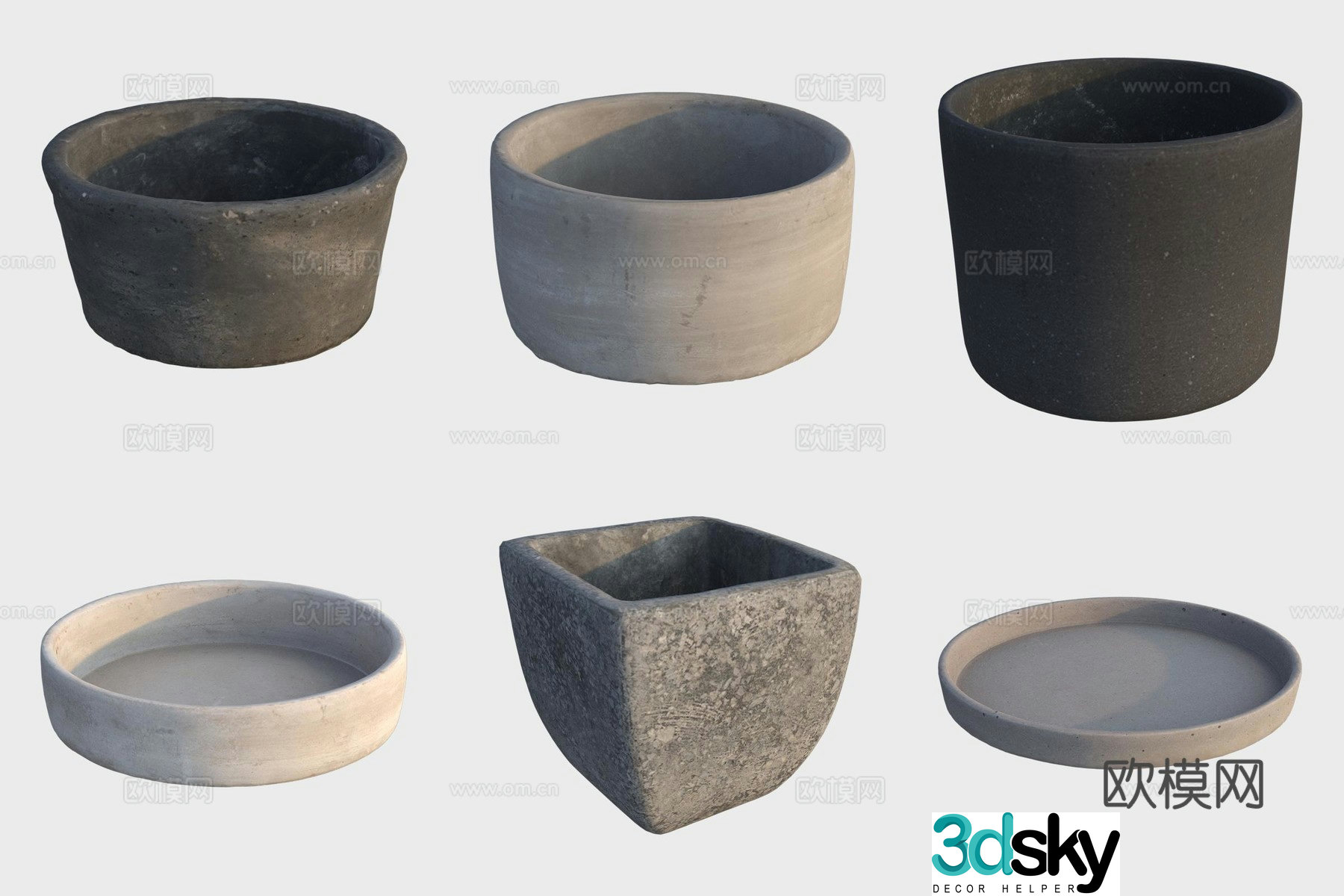 Ancient pottery pottery tea set 3D model