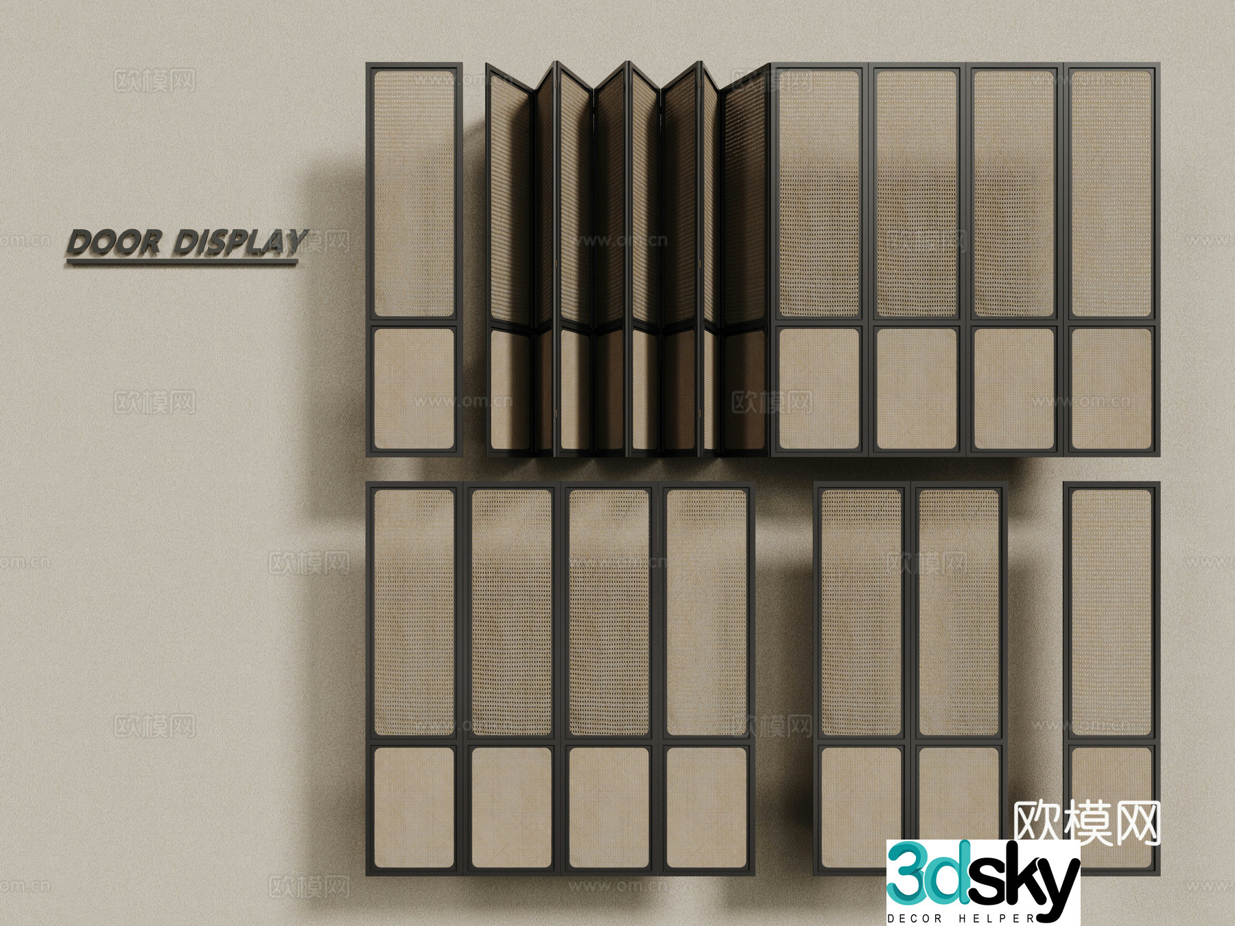Wasabi Middle Ages Sliding Door Wooden Sliding Door 3D Model