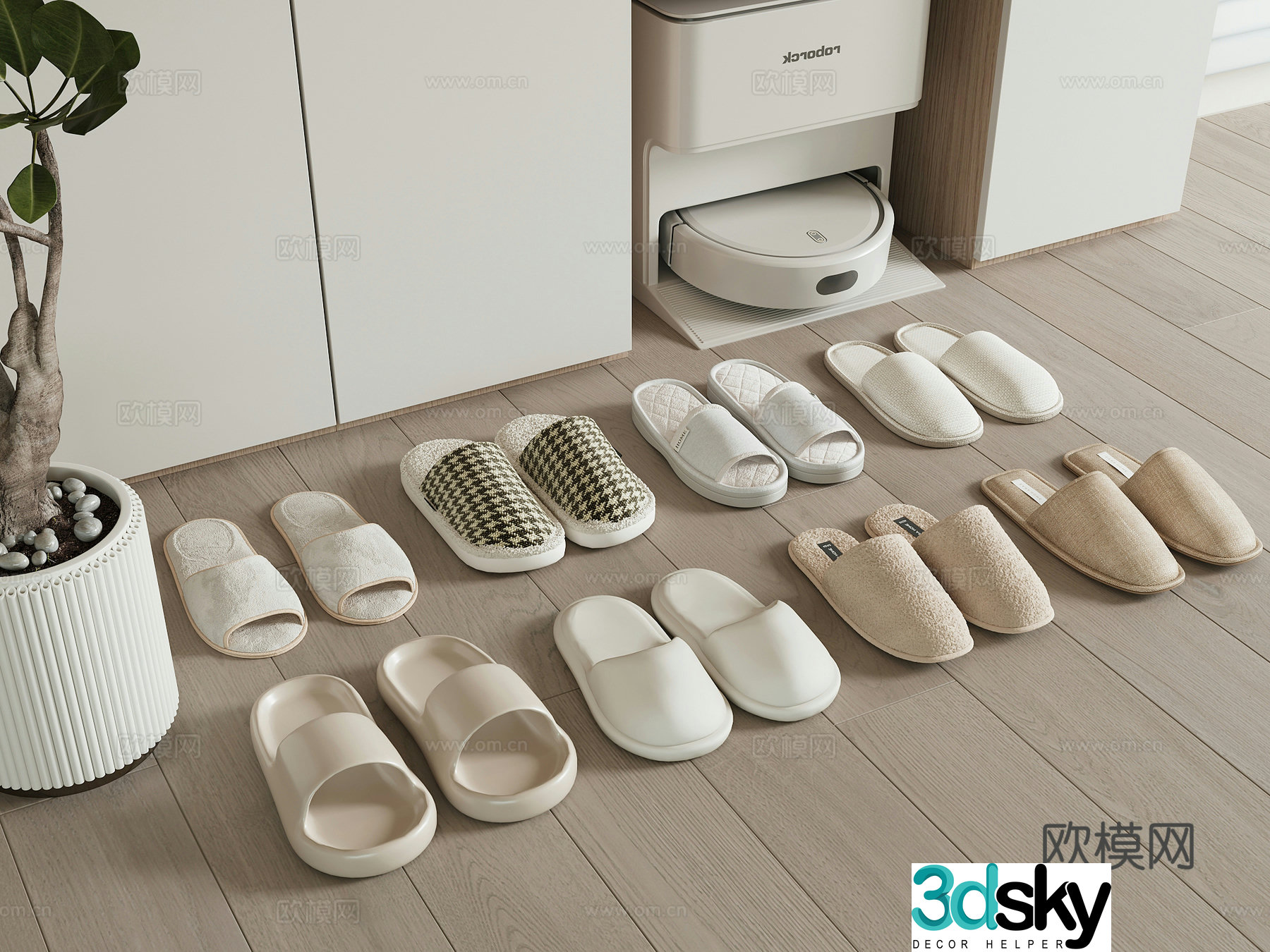 Modern slippers 3d model