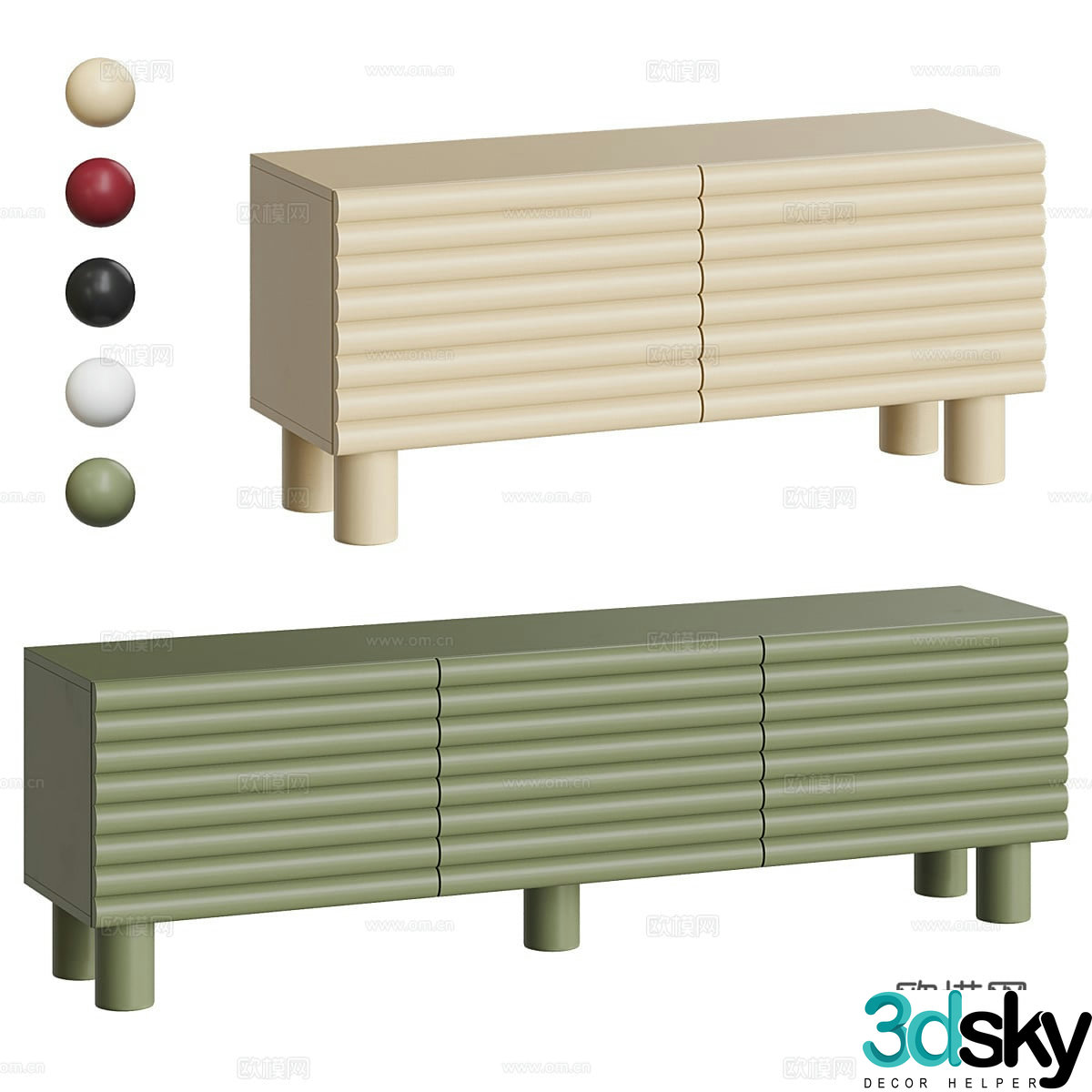 Modern Cream Style Floyd TV Cabinet Side Cabinet 3D Model