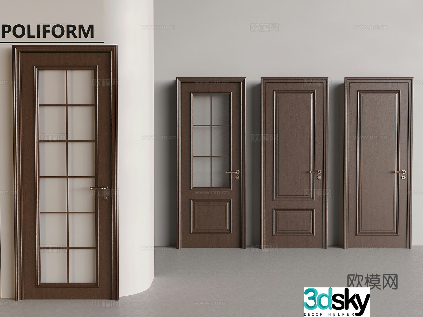 French medieval single door medieval solid wood case door medieval windshield case door 3D model