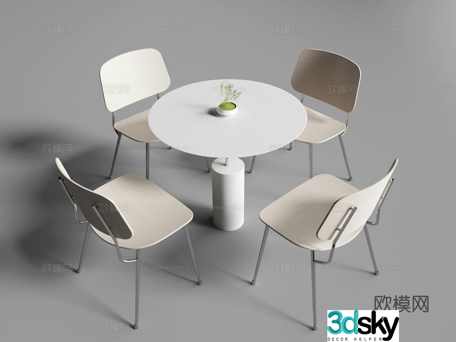 Modern negotiation table and chair combination single chair round table ornament 3D model