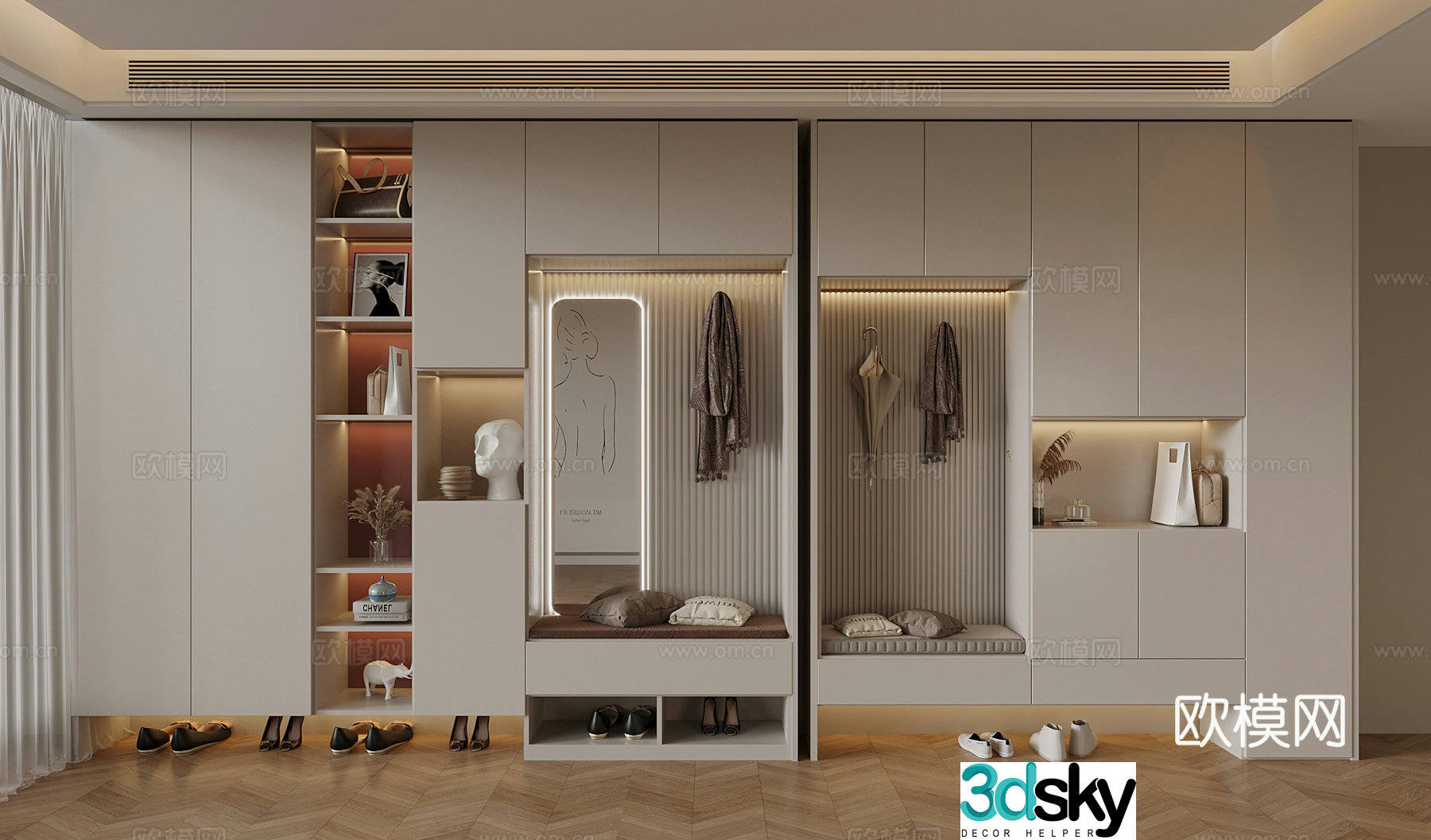 Modern new Chinese style shoe cabinet hanging shoe cabinet porch shoe cabinet partition shoe cabinet entrance shoe cabinet 3D model