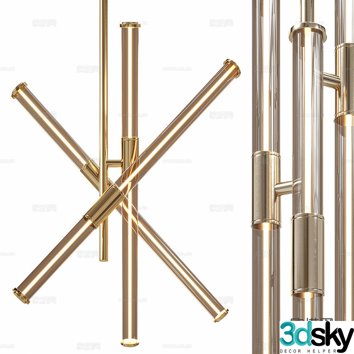 Modern light luxury Venicem Cross Decorative Chandelier 3D Model