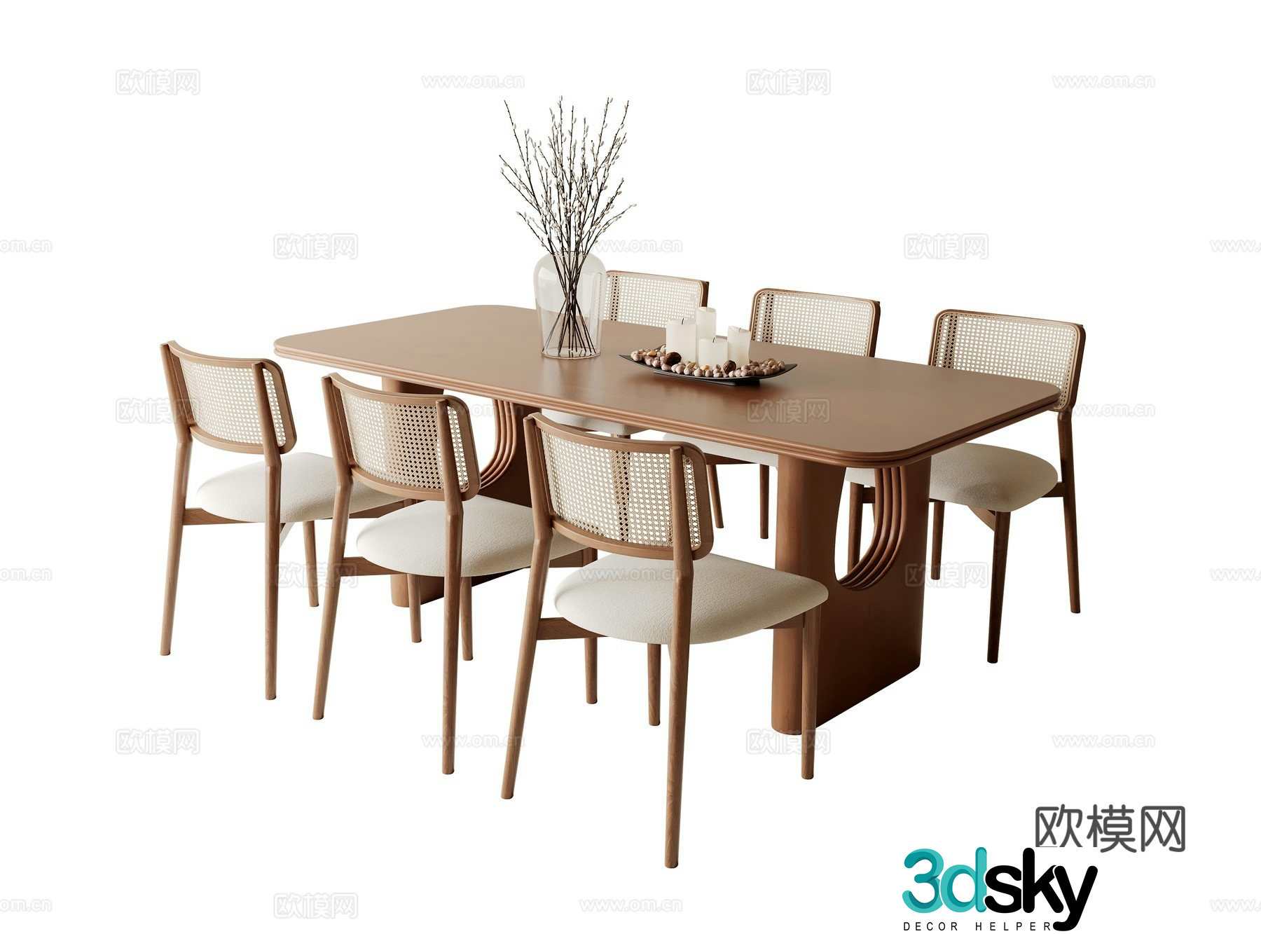 Modern medieval dining table and chair 3D model