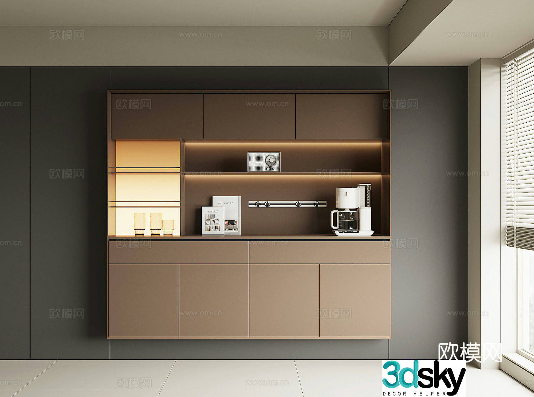 Modern wine cabinet sideboard 3D model