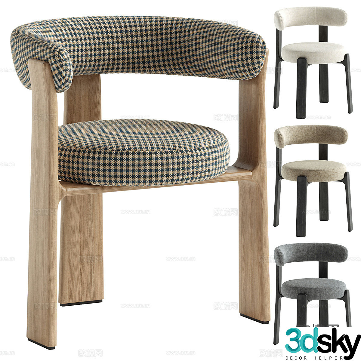 New Chinese dining chair 3D model