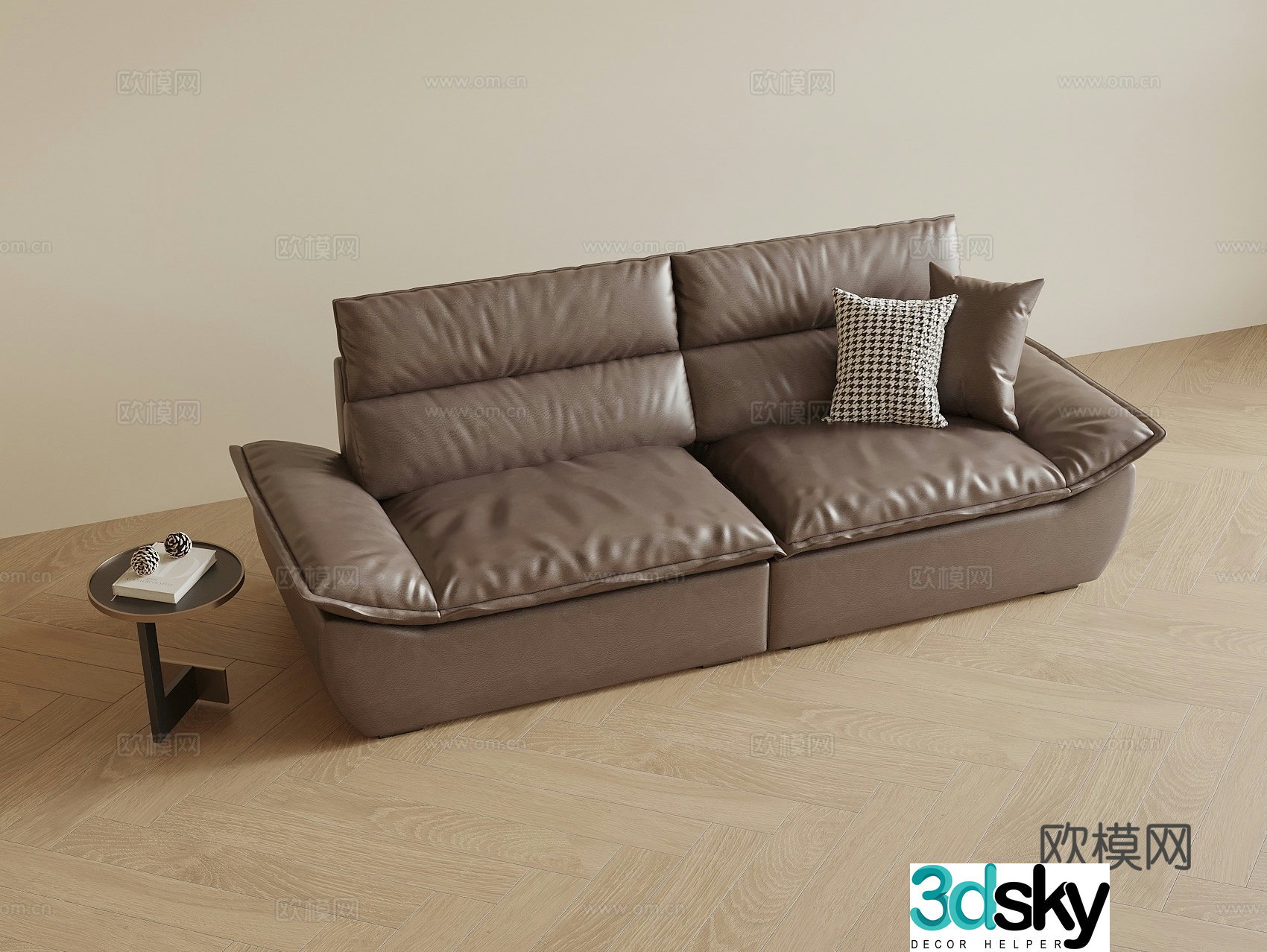 Modern leather double sofa 3d model