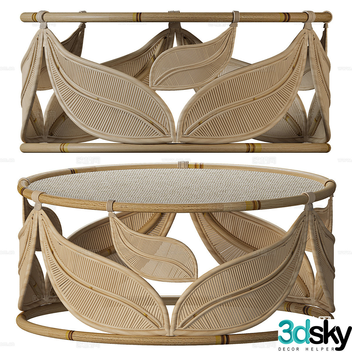 Lupin rattan coffee table 3d model