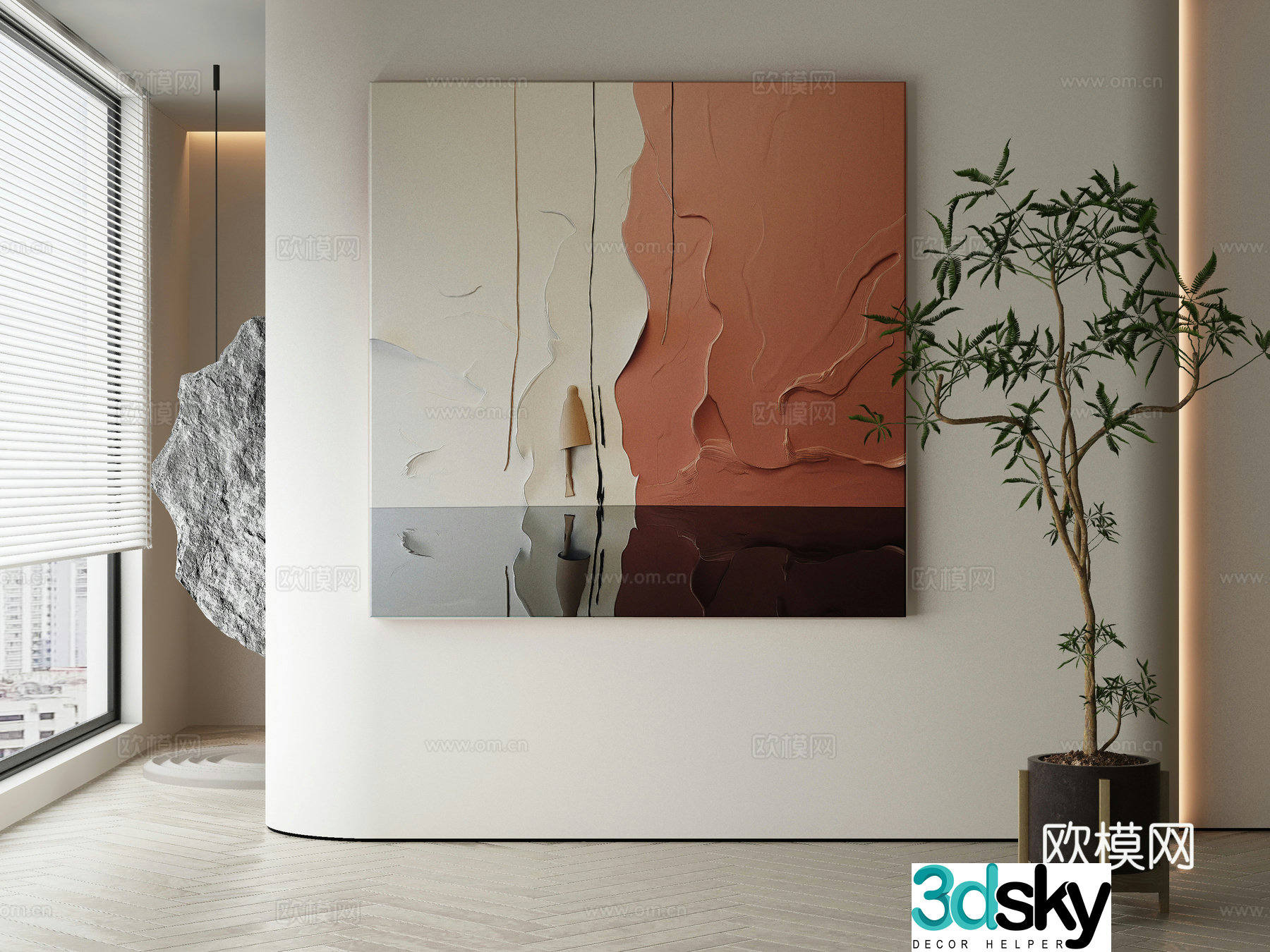Modern Wasabi abstract hanging painting 3d model