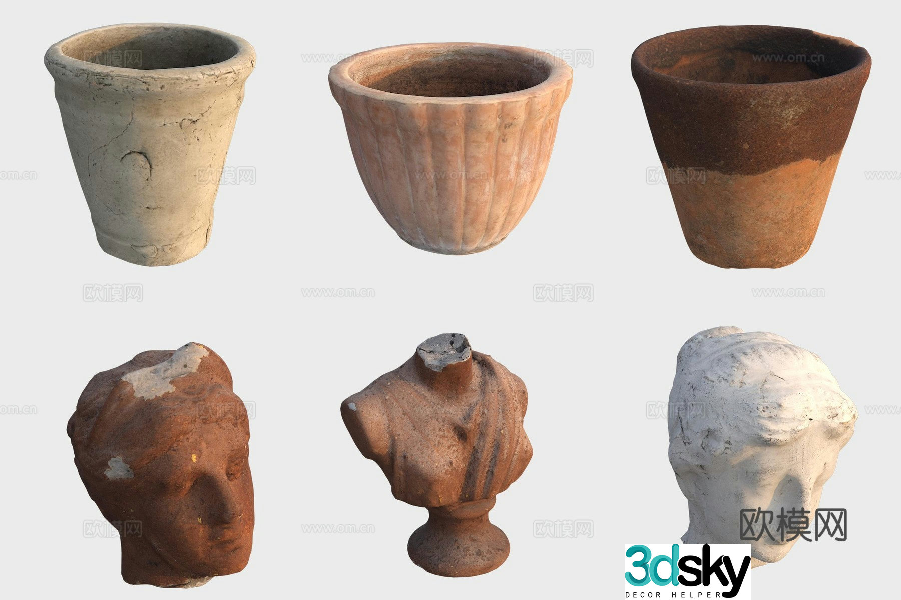European style ancient stone sculpture clay pot pottery pottery 3D model