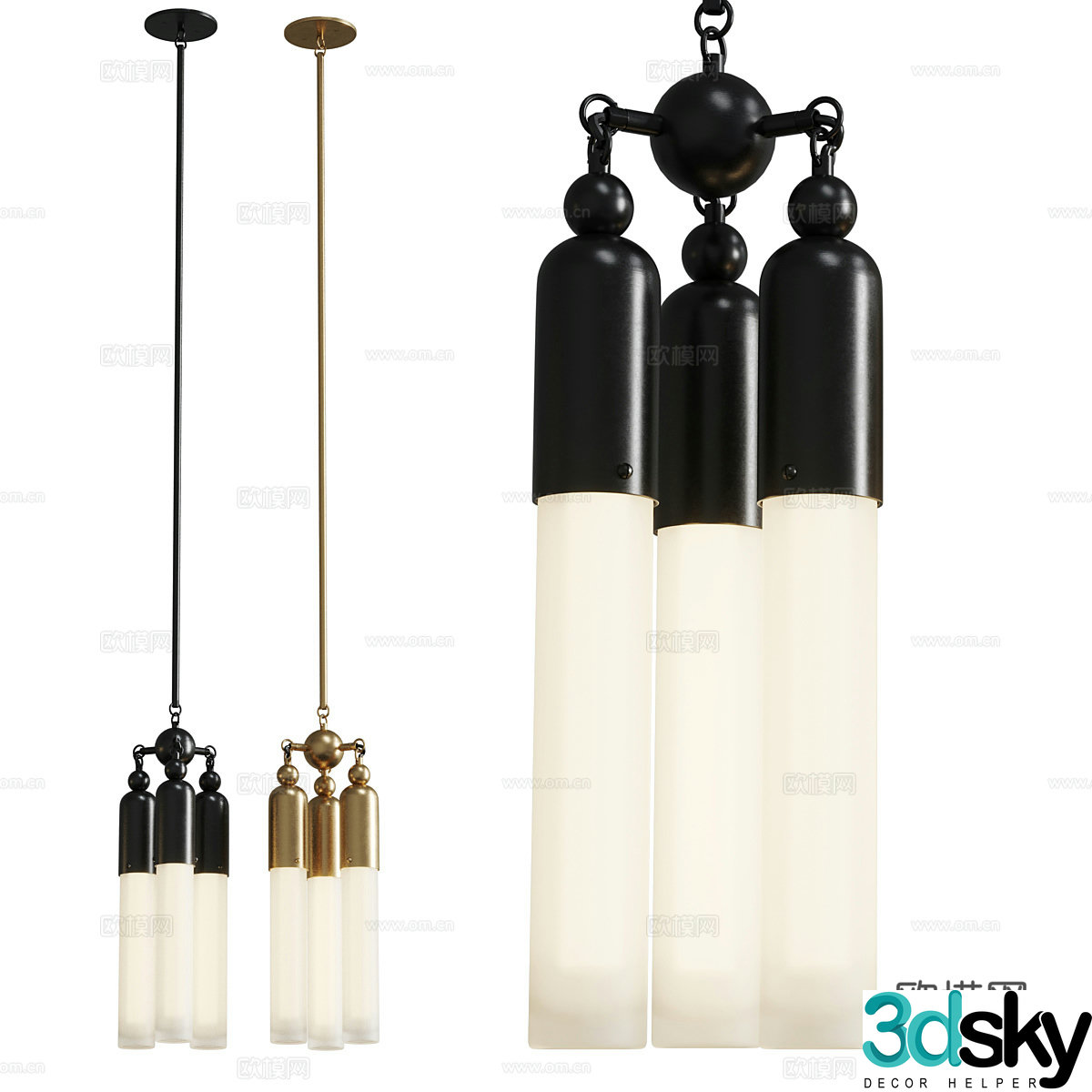 New Chinese style light luxury Apparatus tassel chandelier 3D model