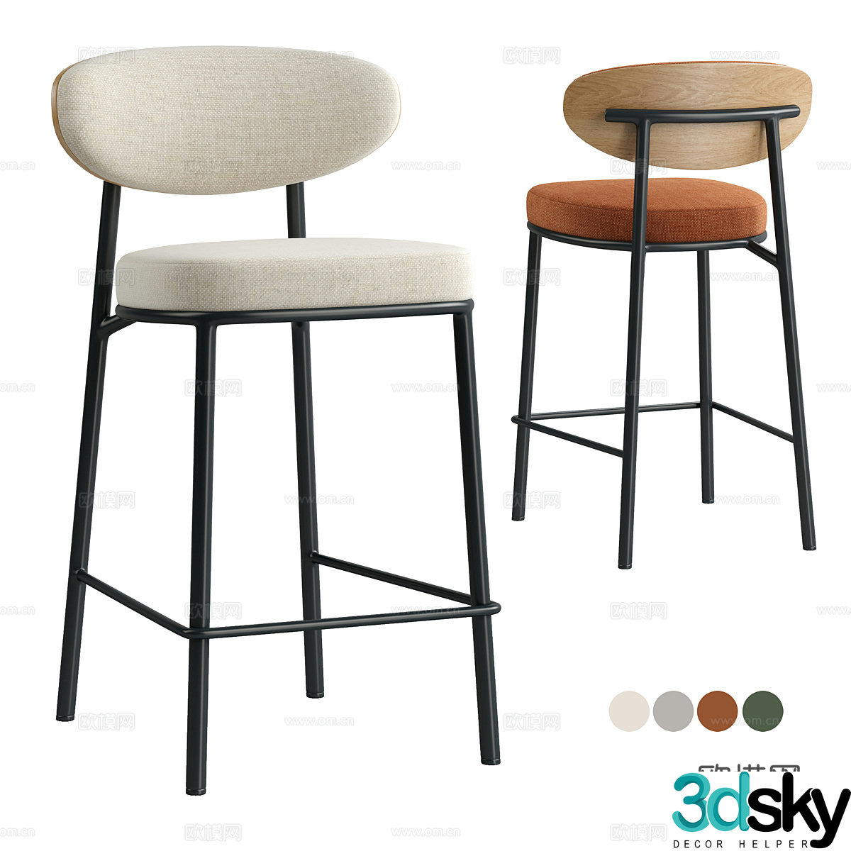 New Chinese Harvin bar chair 3D model