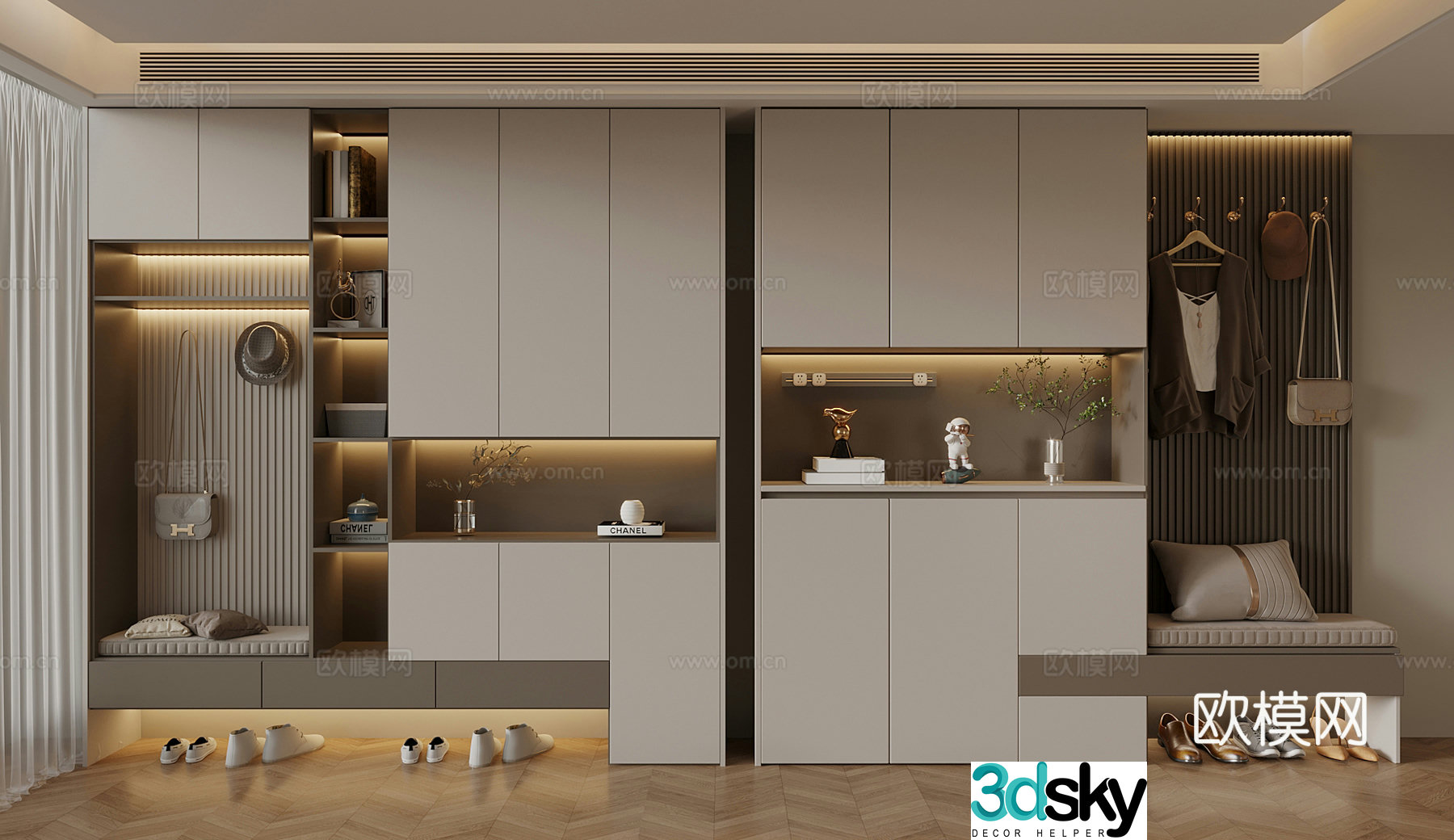 Modern new Chinese style shoe cabinet hanging shoe cabinet porch shoe cabinet partition shoe cabinet entrance shoe cabinet 3D model