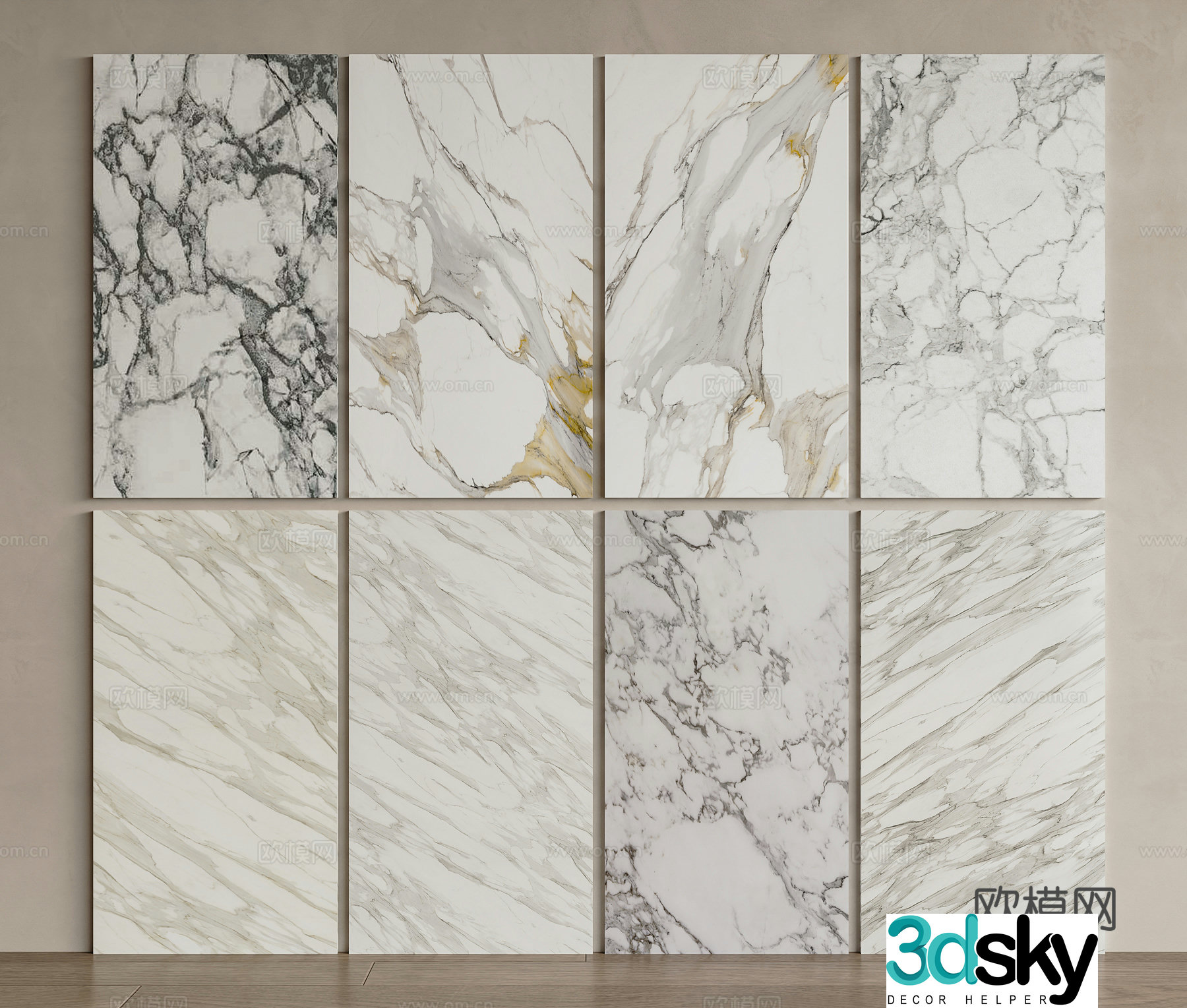 Modern marble background wall stone rock slab white marble ceramic tiles rock slab background wall 3d model