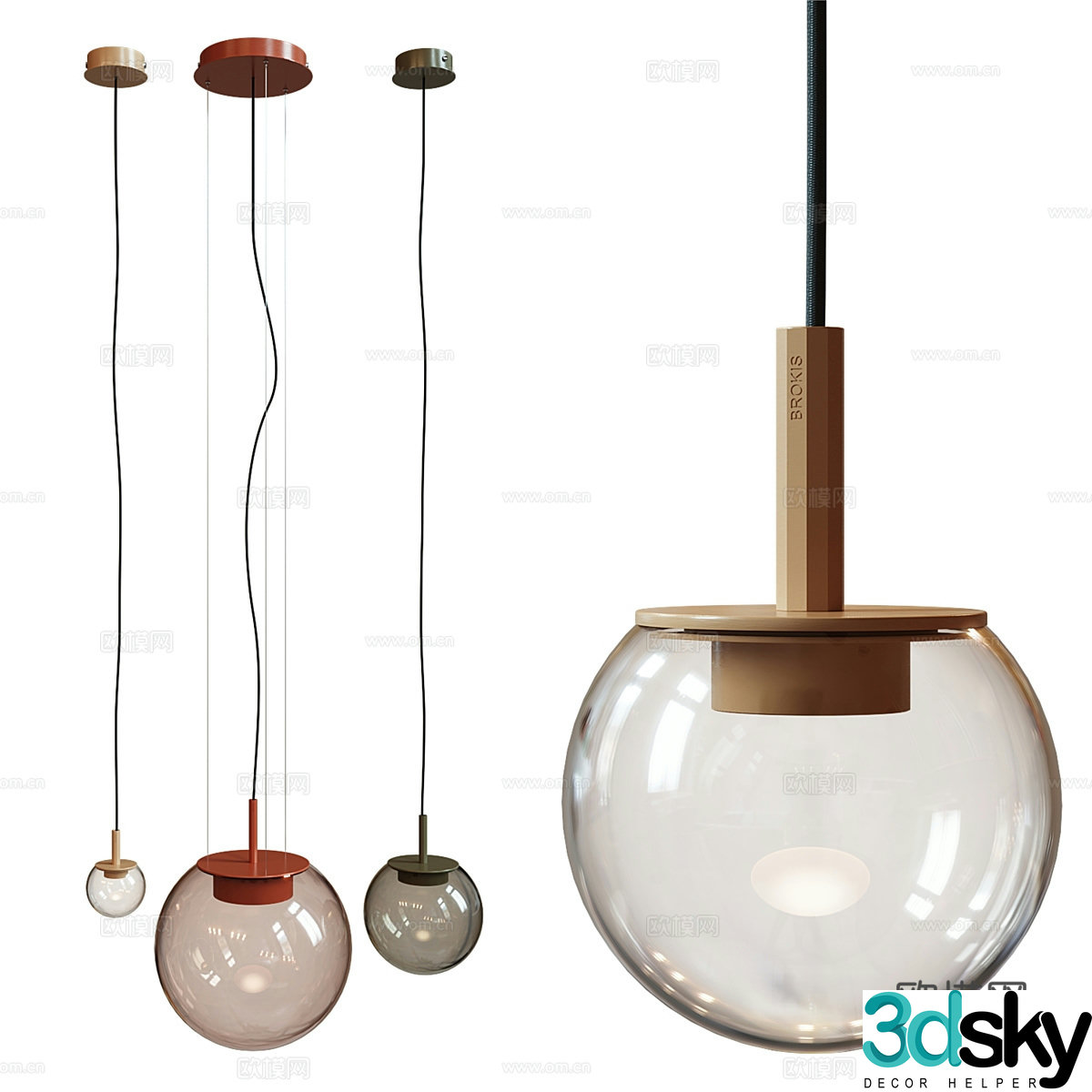 Modern light luxury minimalist BROKIS ORBIS glass chandelier 3d model