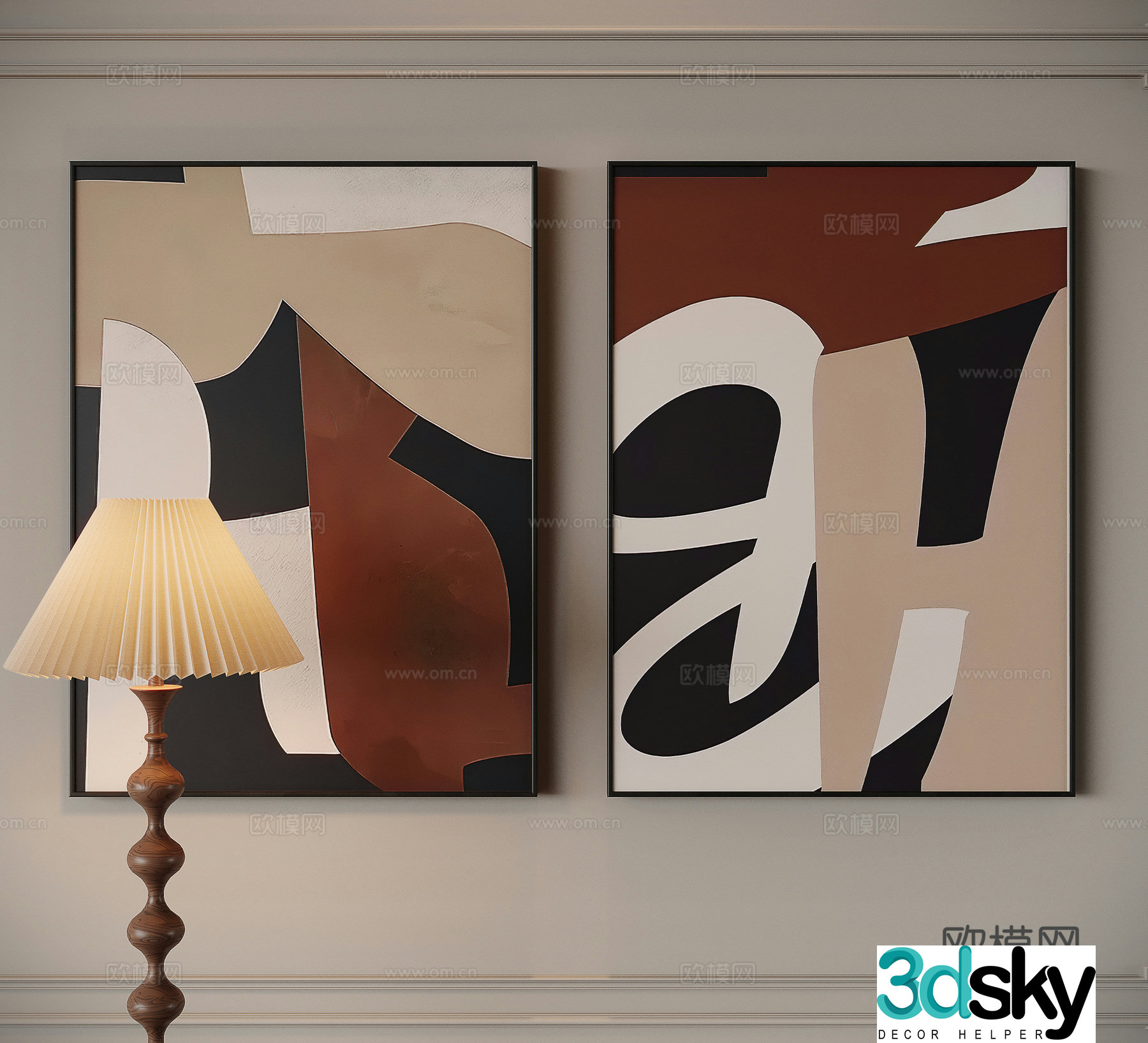 Modern medieval style decorative painting 3d model