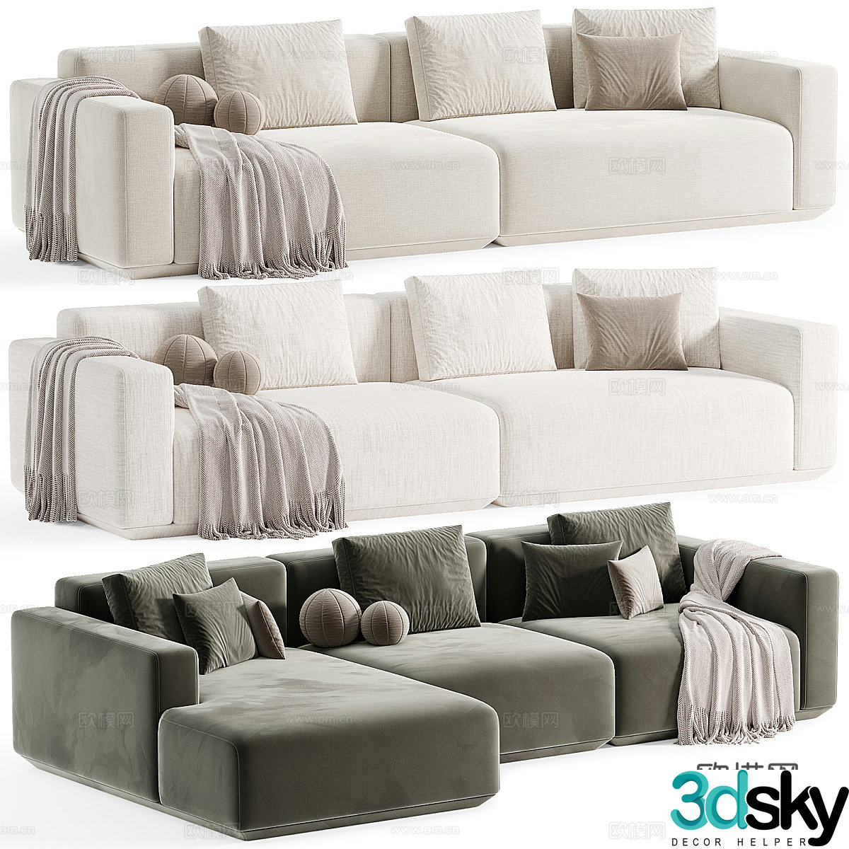 Three-person sofa 3d model