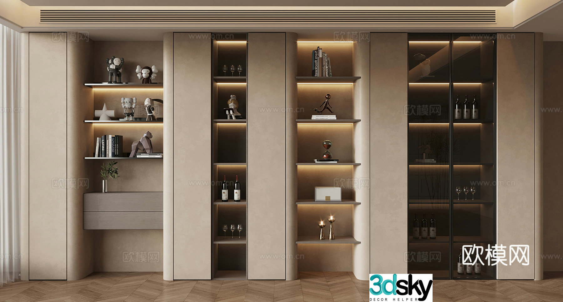 Modern minimalist wine cabinet glass wine cabinet shoe cabinet wine cabinet restaurant wine cabinet sideboard cabinet 3D model
