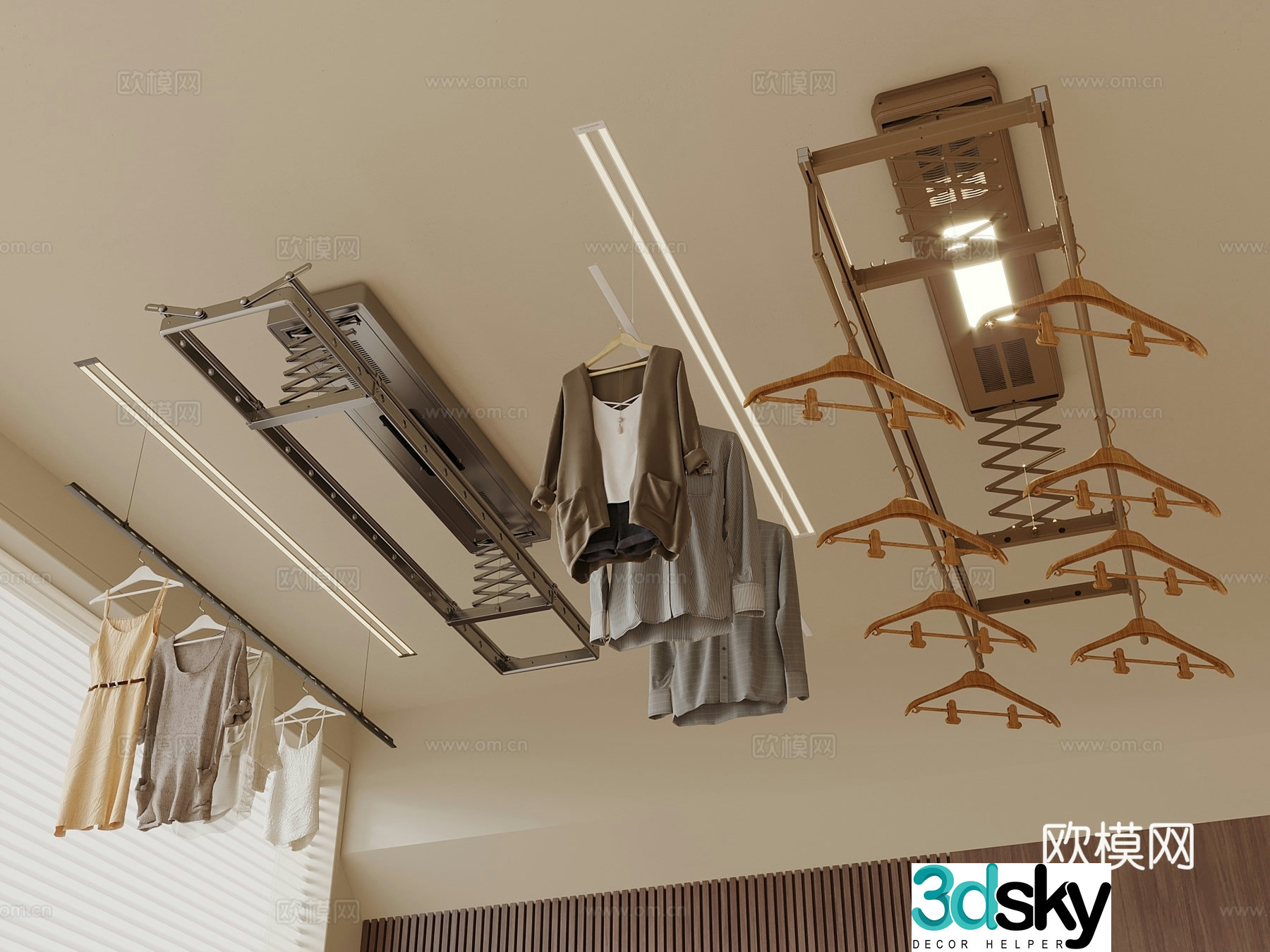 Clothes drying rack Electric clothes drying rack Invisible clothes drying rack Folding rack Clothes drying rack 3d model