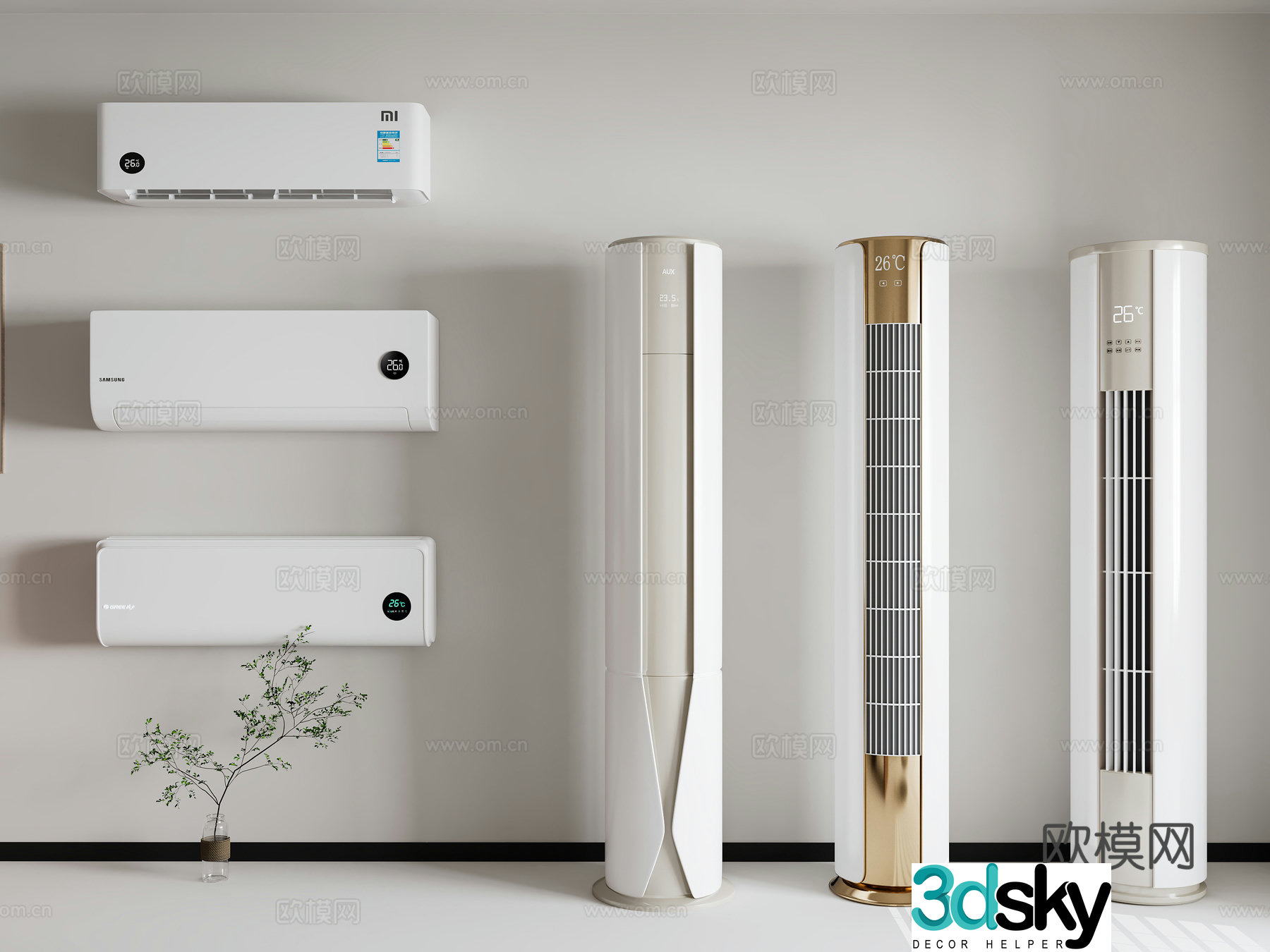 Modern air conditioner Vertical air conditioner Wall-mounted air conditioner 3D model