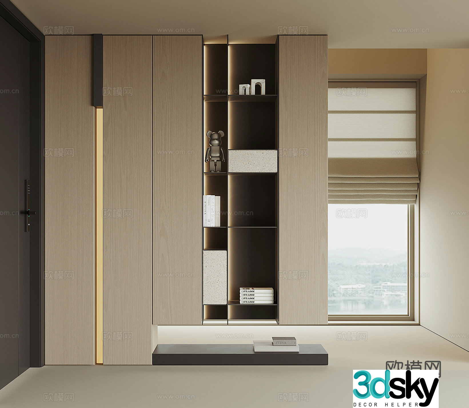 Modern home entrance shoe cabinet 3D model