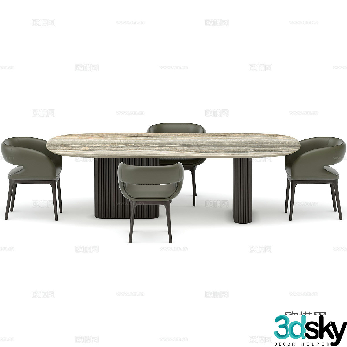 Dining table and dining chair 3d model