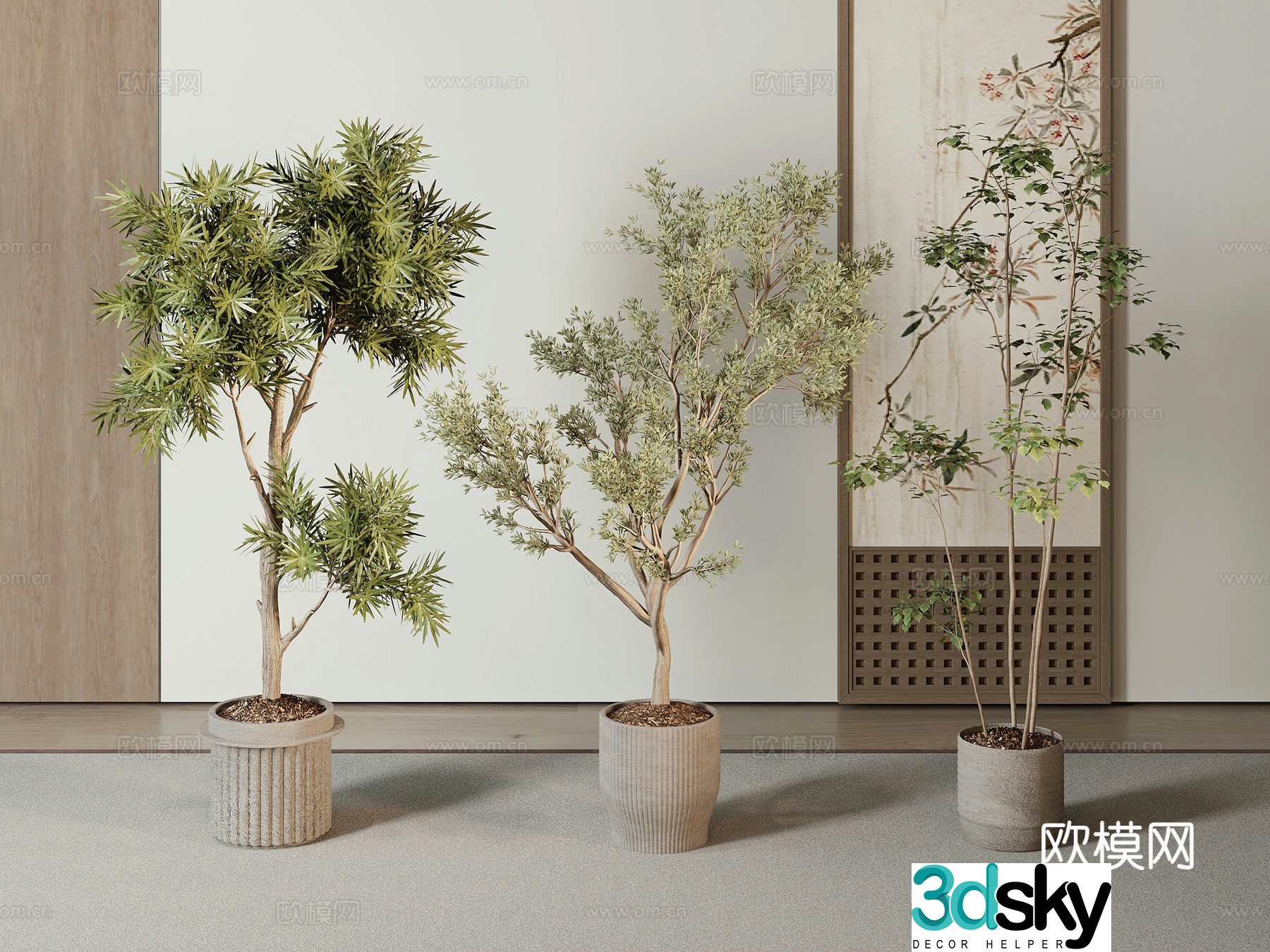 Modern green plant potted 3D model