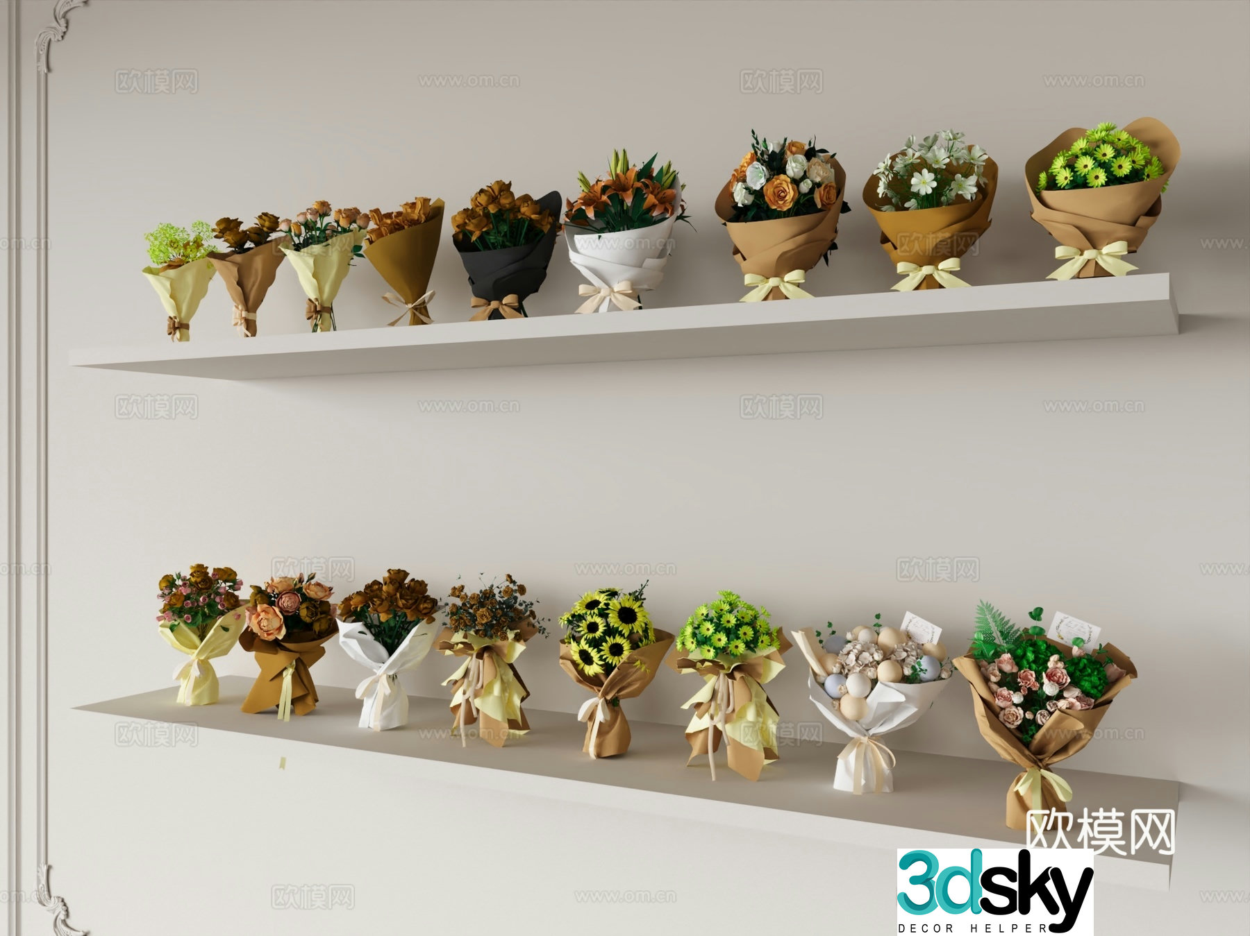 Modern flower art flowers simple hand-held flower 3d model