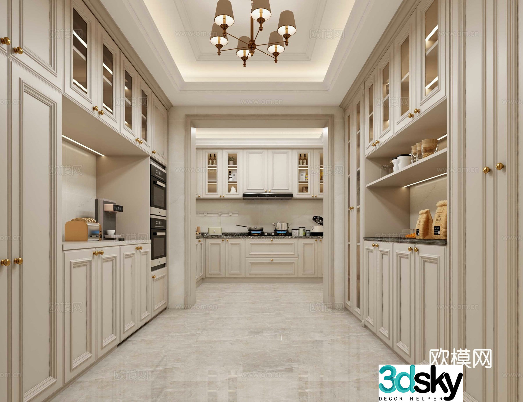 European style kitchen cabinet 3d model