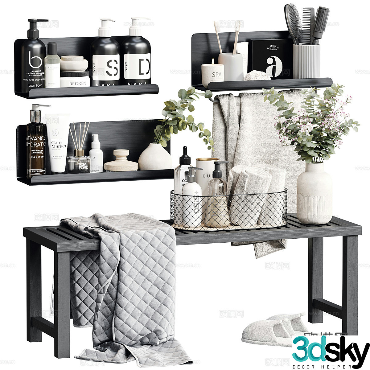 Bathroom toiletries set 3d model