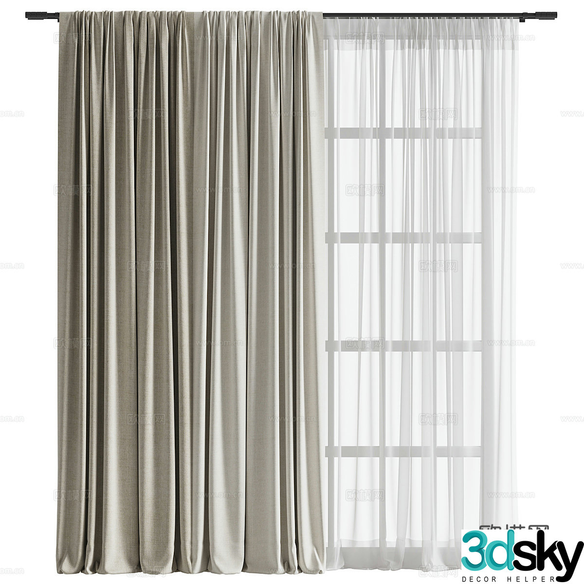 Modern fabric curtain 3d model