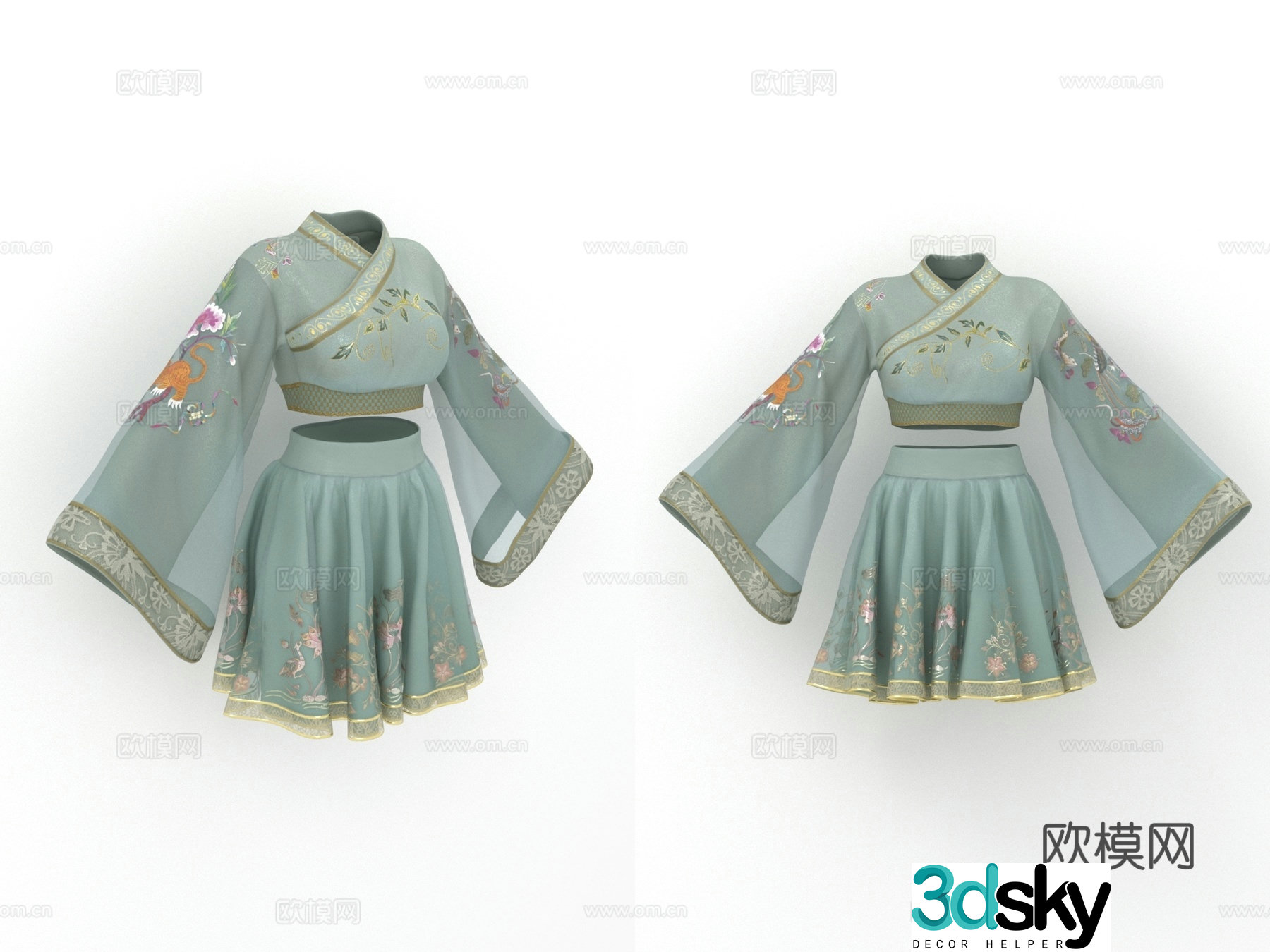 Hanfu ethnic clothing women clothing clothes 3d model