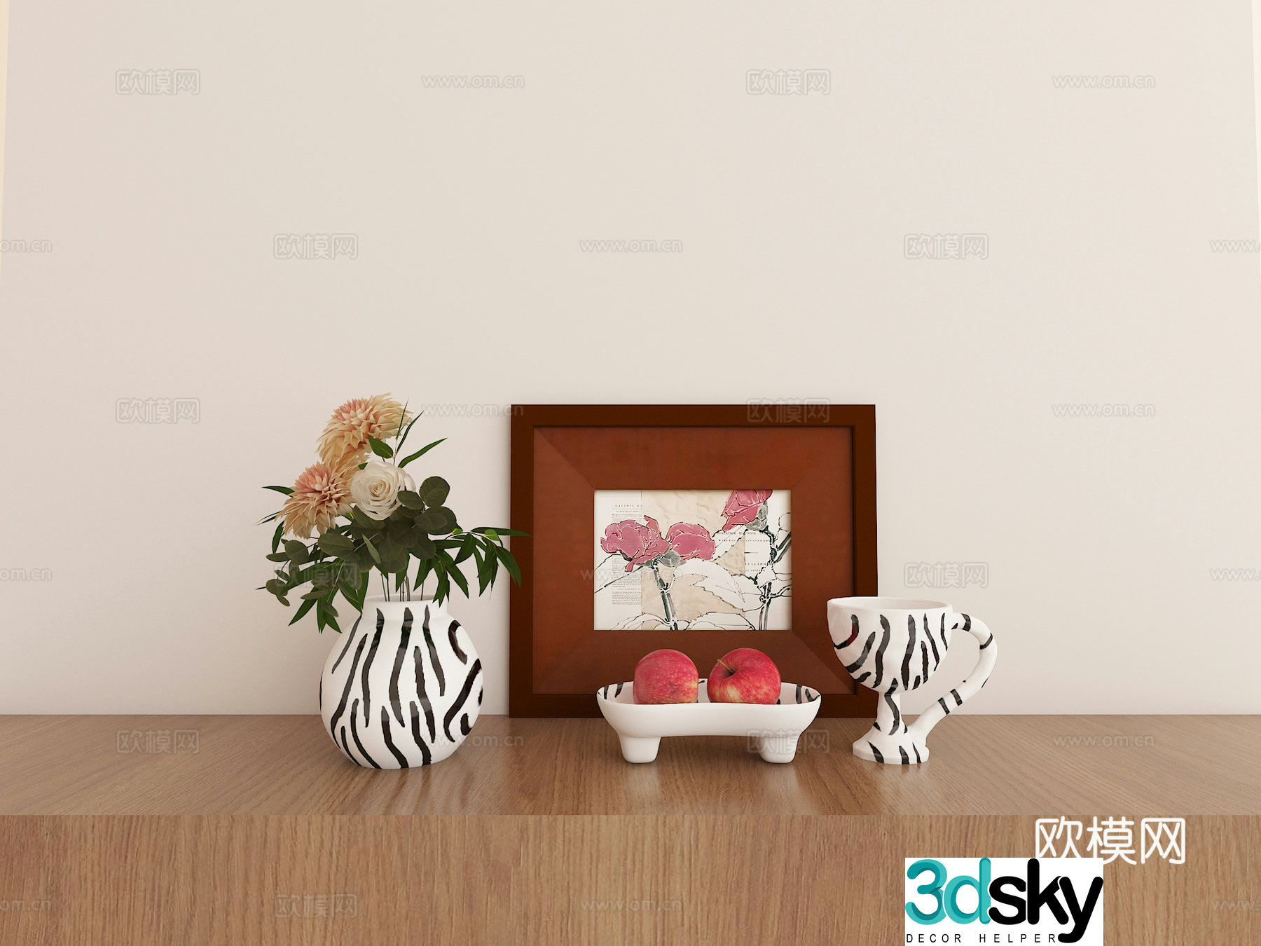Modern retro ornament combination 3d model