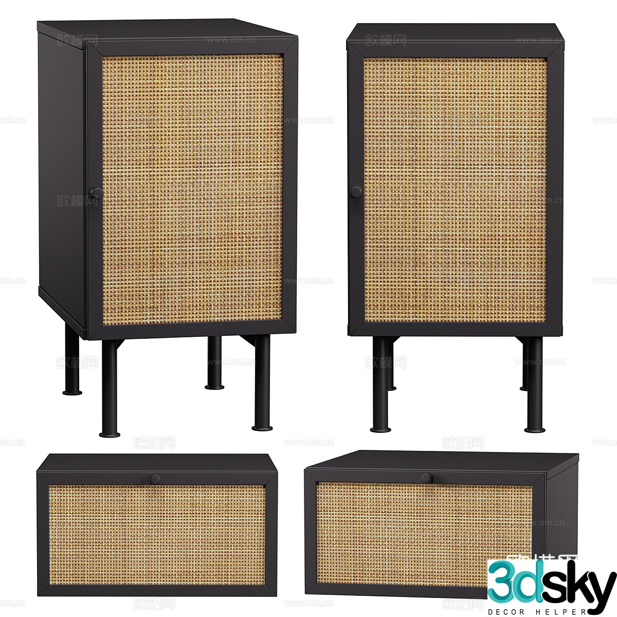 New Chinese style Wasabi BRONTE nightstand 3D model