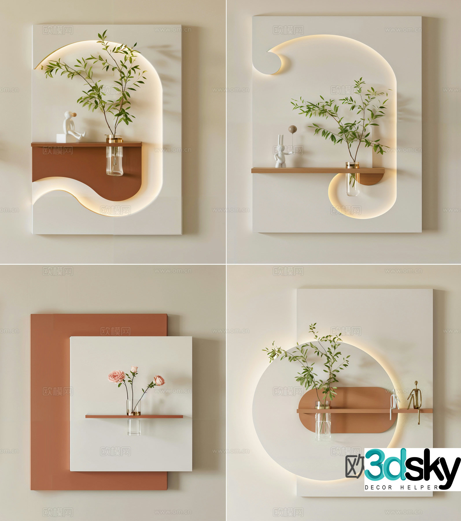 Modern entrance decorative paintings wall decorations pendants 3D model