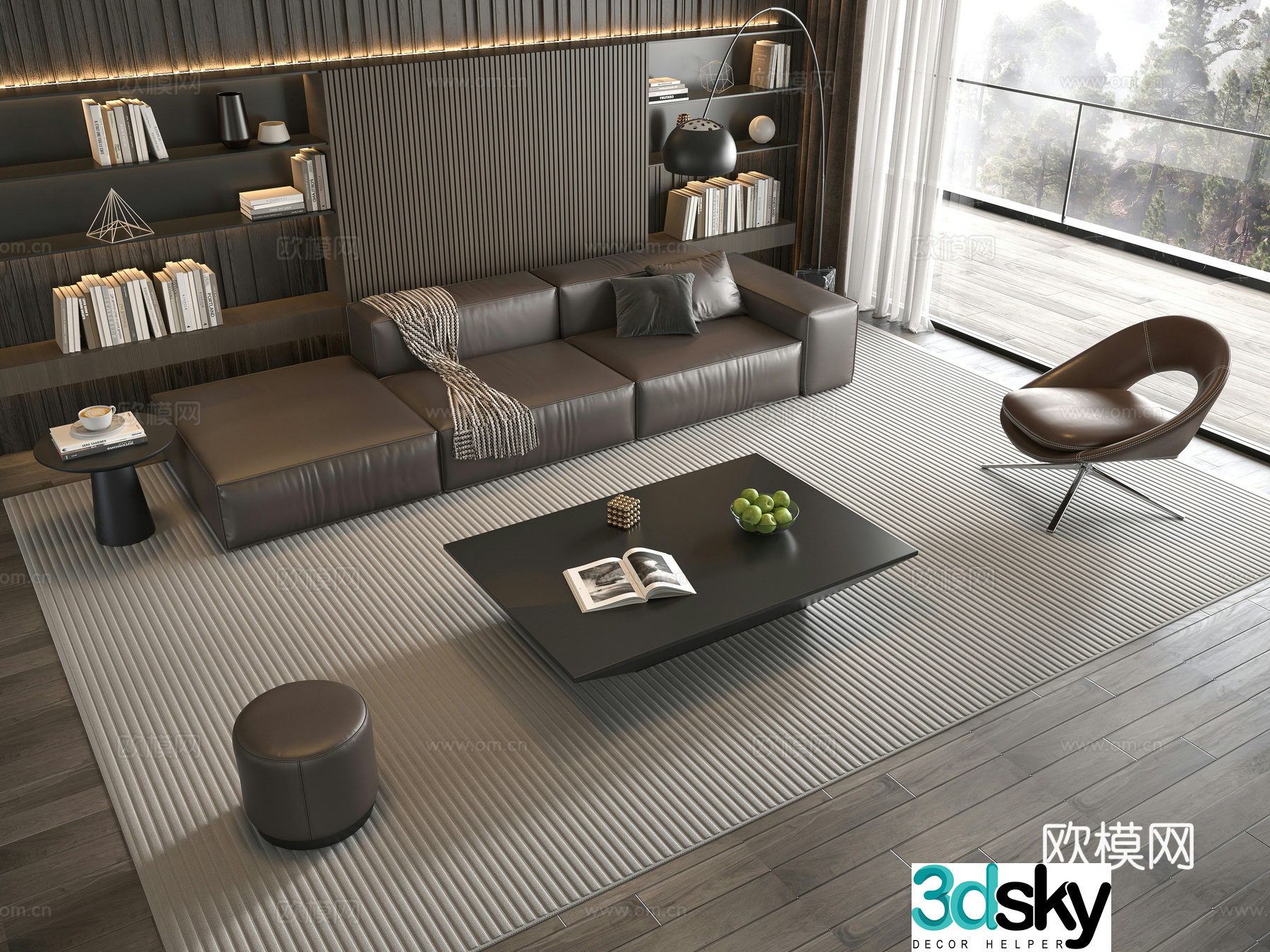 Minotti modern Italian sofa coffee table combination 3D model