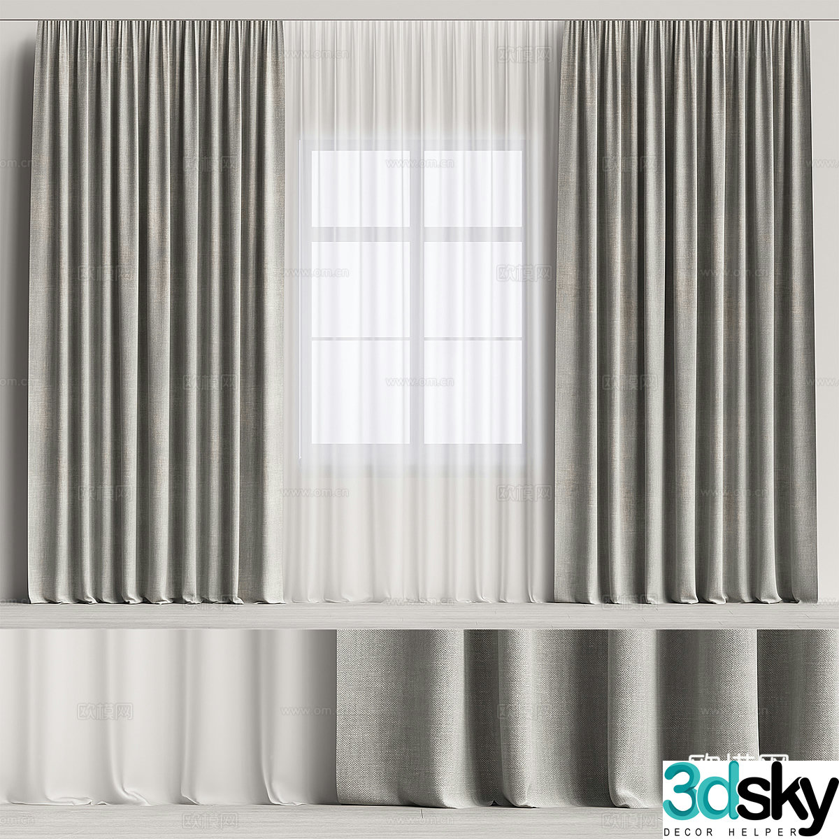 Modern fabric curtain 3d model