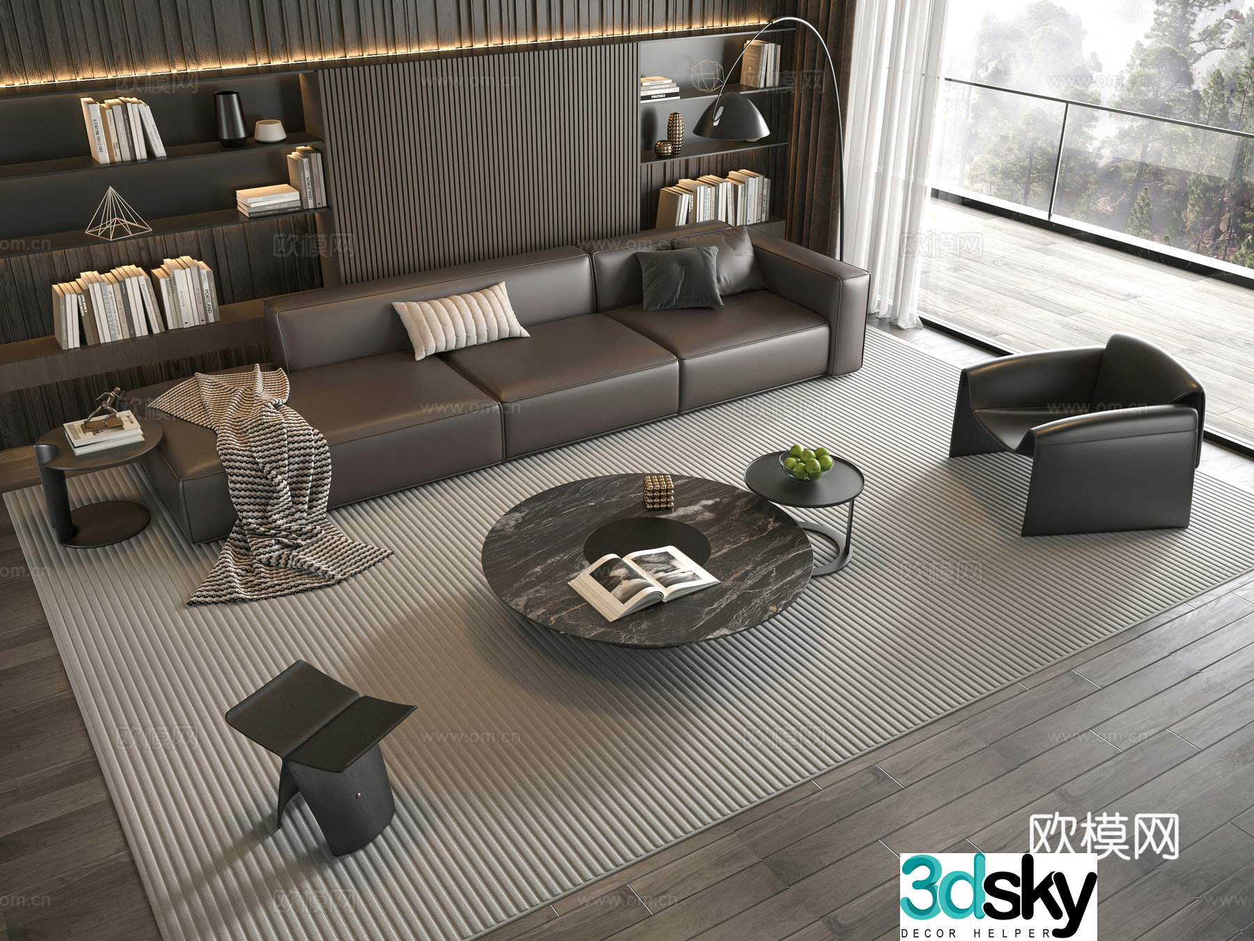Minotti modern Italian sofa coffee table combination 3D model