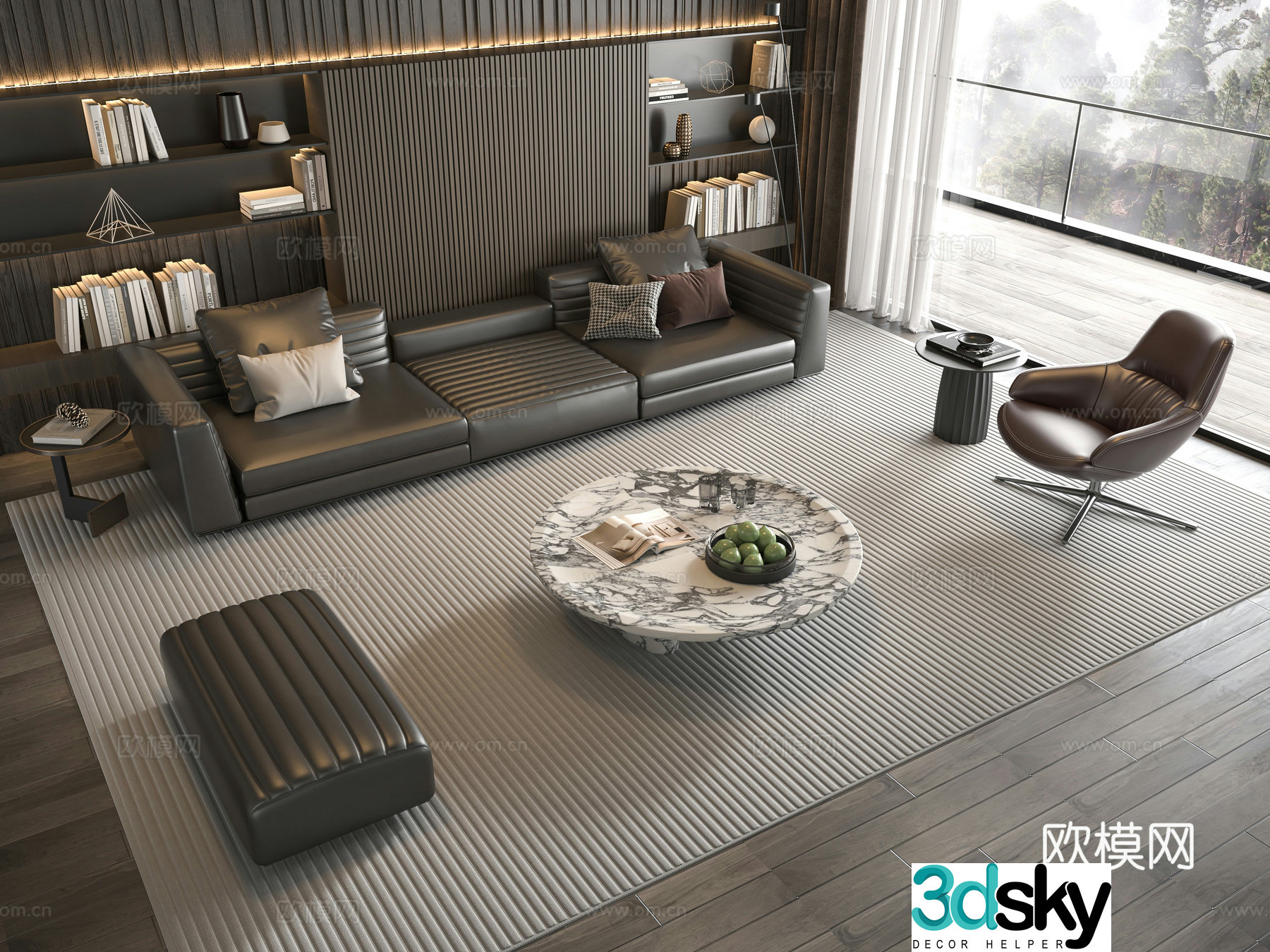 Minotti modern Italian sofa coffee table combination 3D model