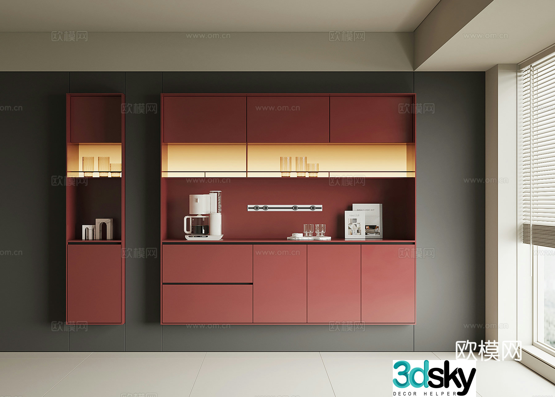 Modern wine cabinet sideboard 3D model