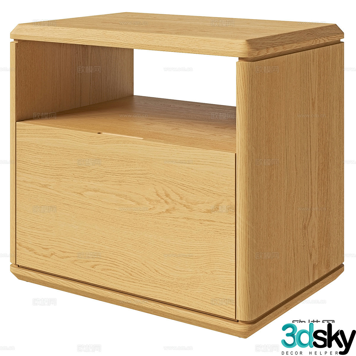 New Chinese style log style Henry nightstand 3D model