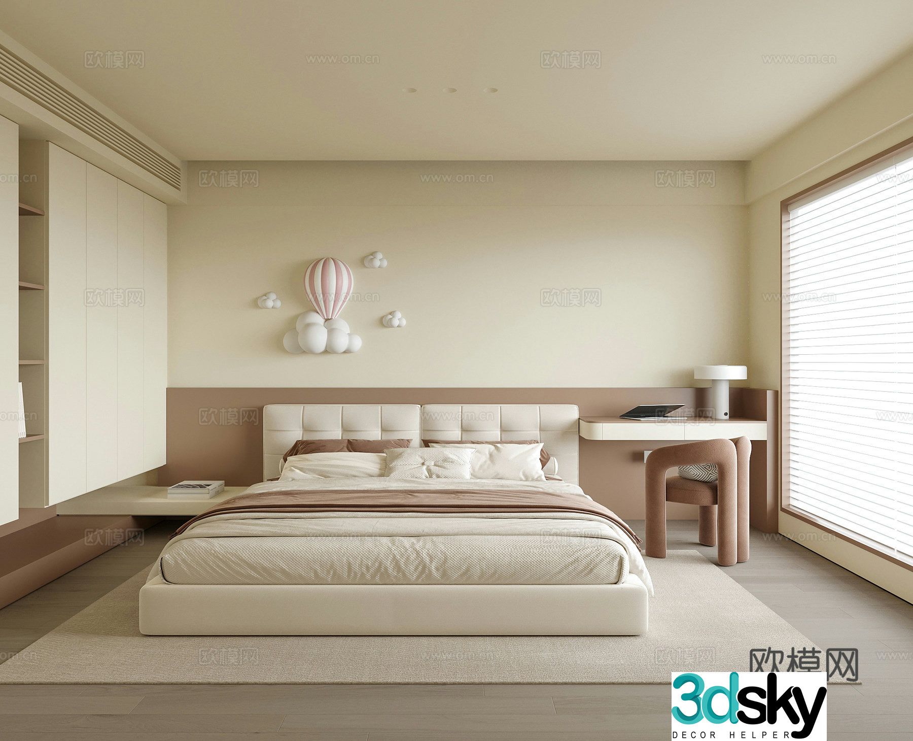 Modern girl room daughter room children room 3d model