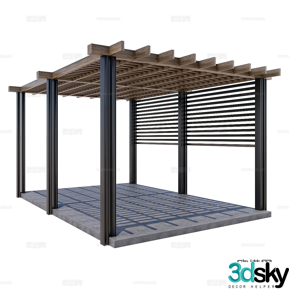 New Chinese style courtyard pavilion pergola 3d model