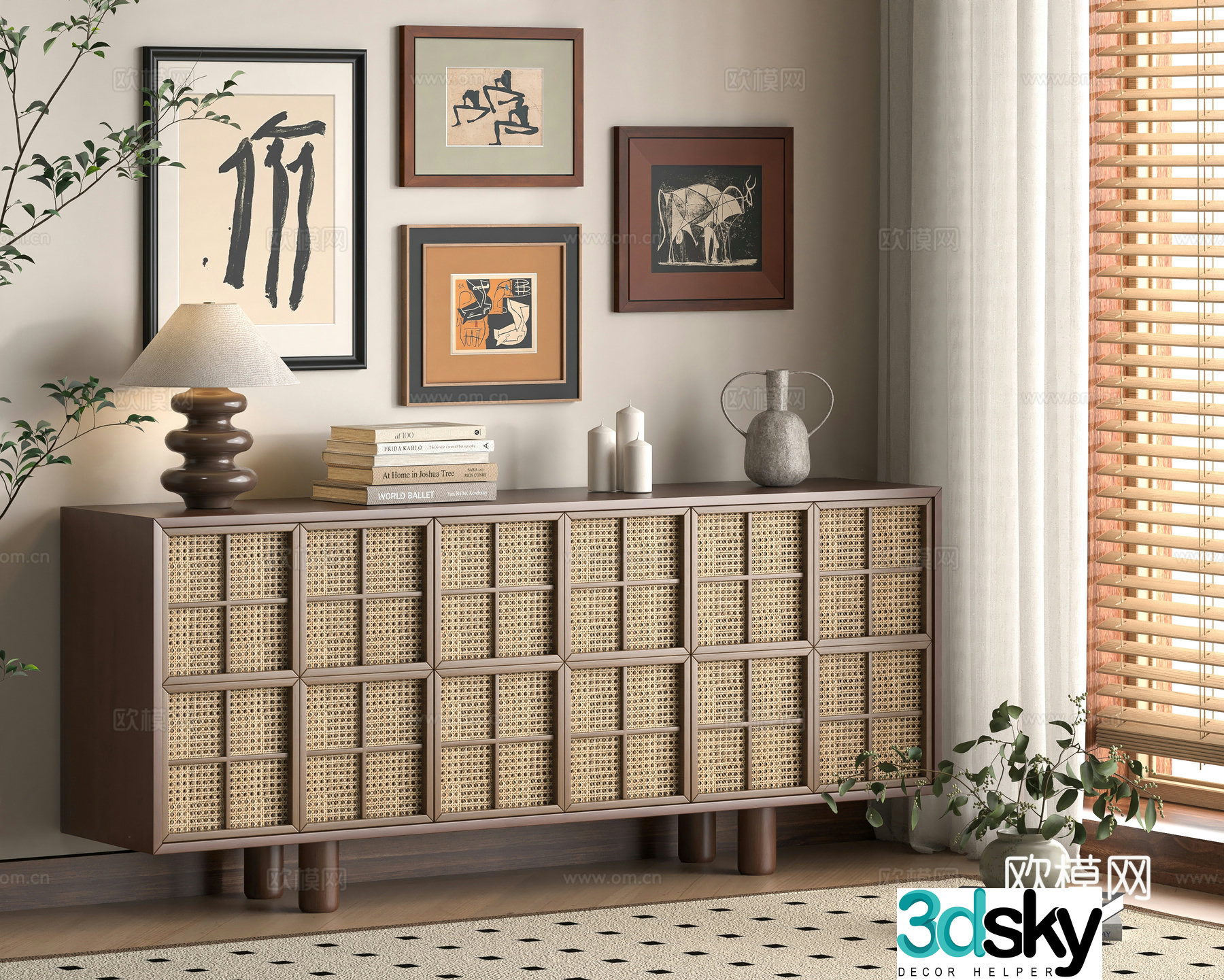 3D model of medieval style porch cabinet